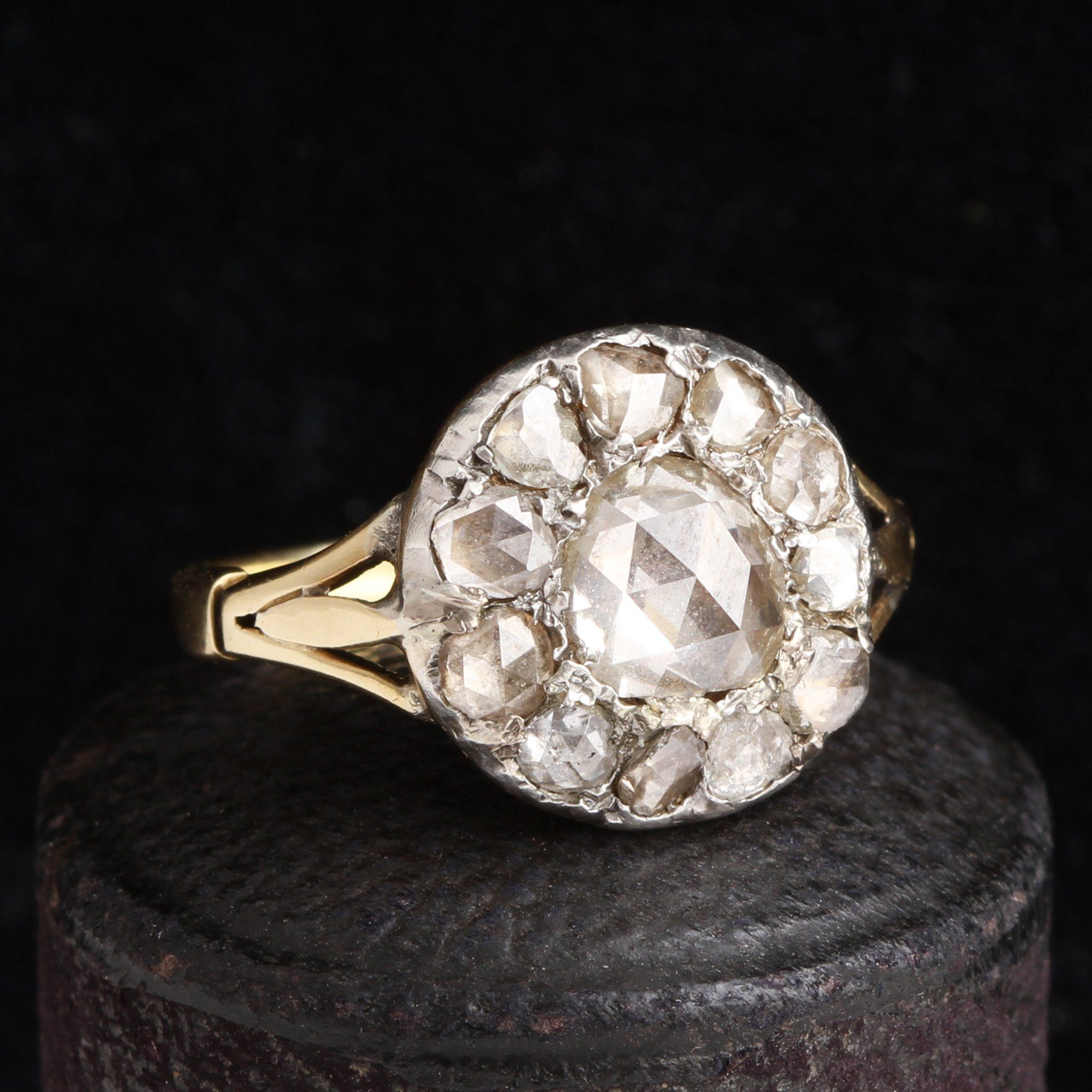 Georgian Rose Cut Diamond Cluster Ring