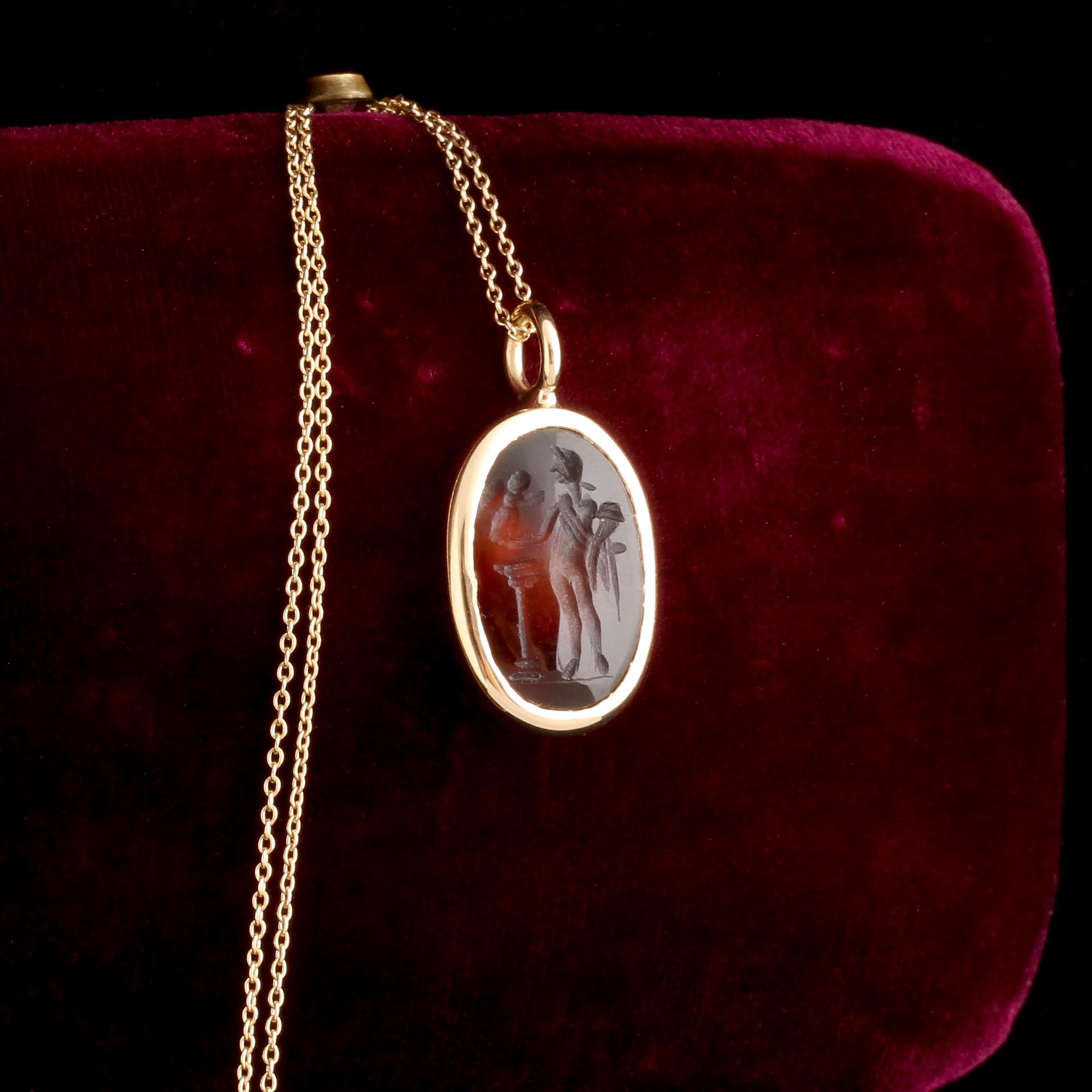 Ancient Roman Athena Parthenos Agate Intaglio Necklace
