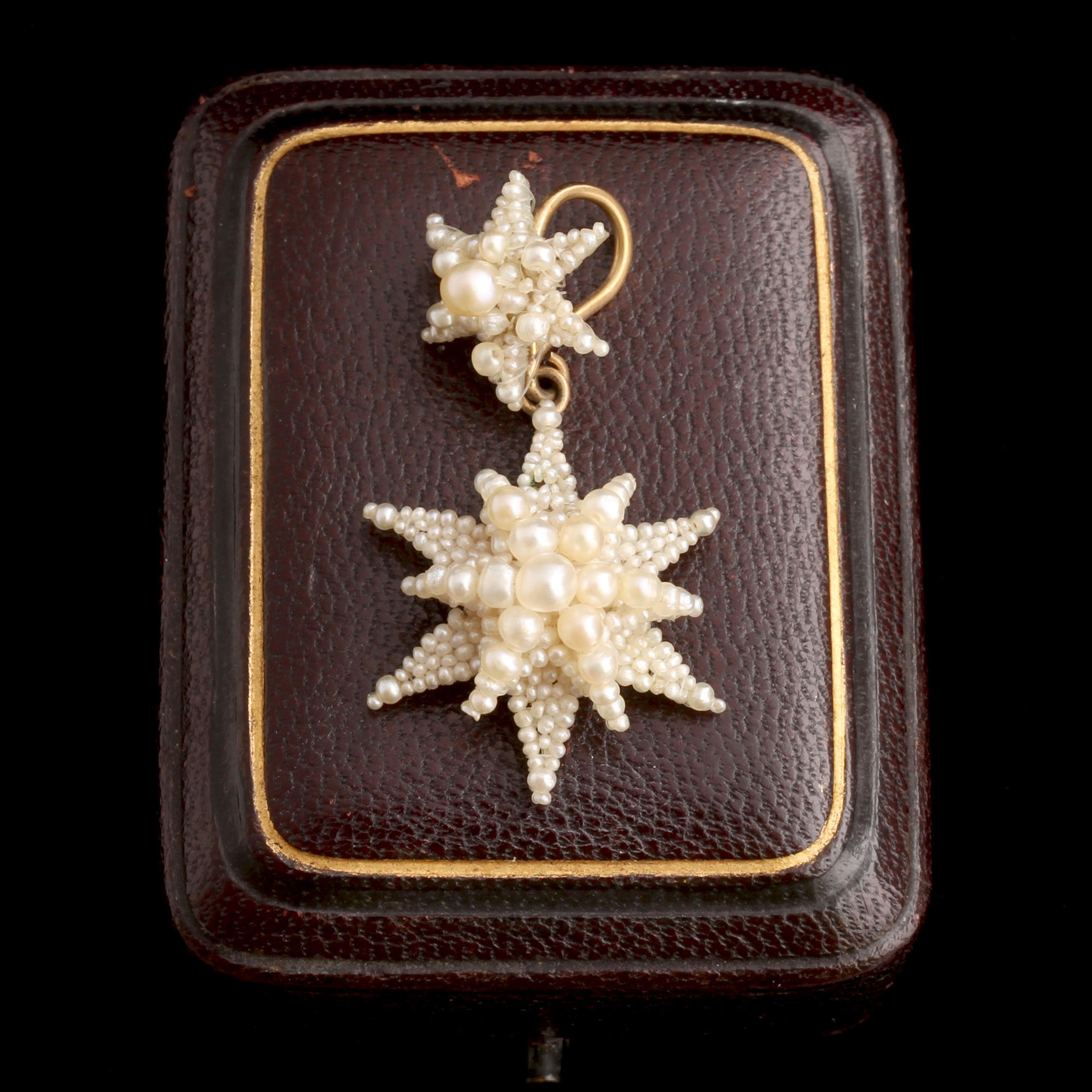 Victorian Seed Pearl Star Pendant in Original Box