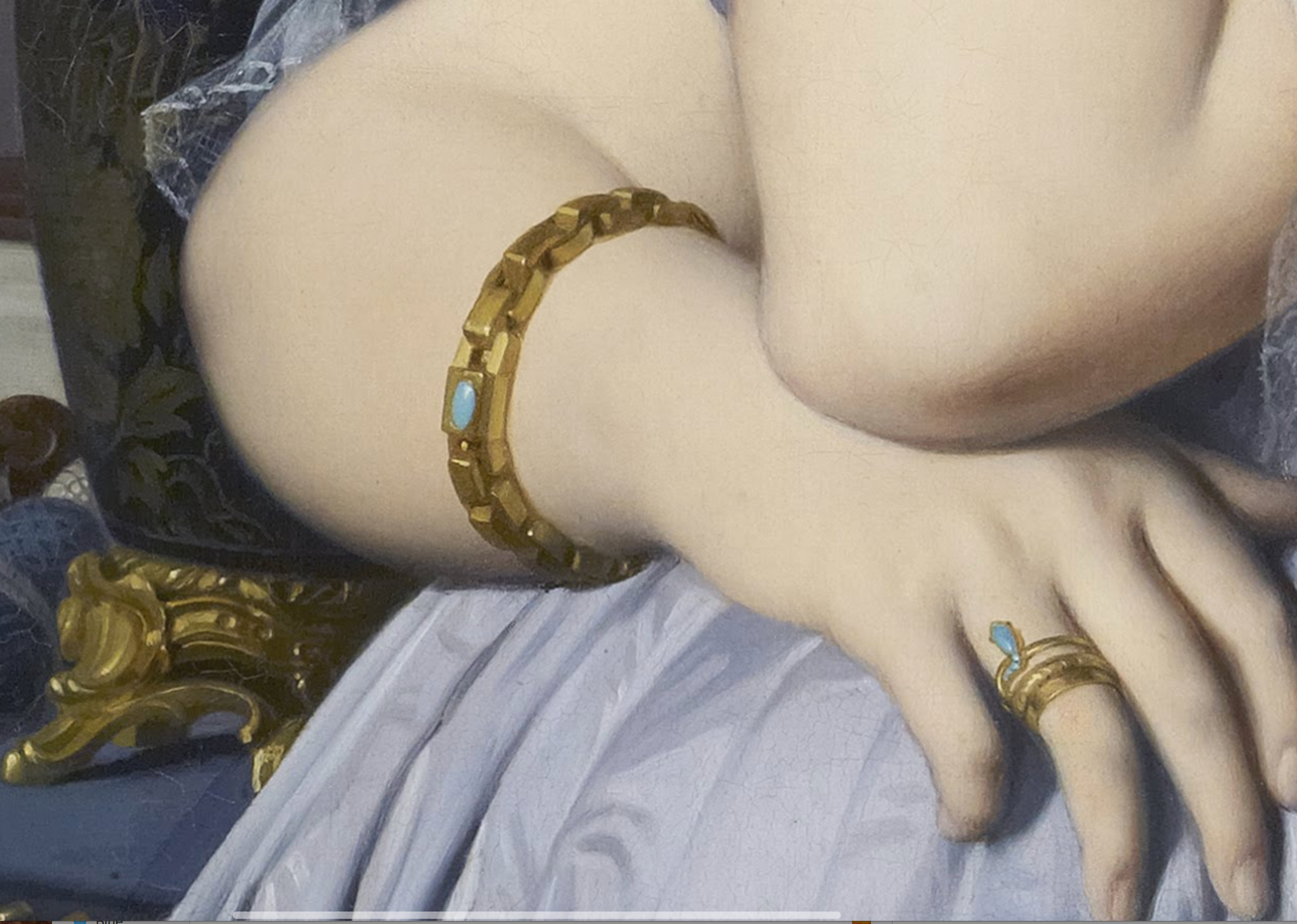 detail from Portrait of Comtesse d’Haussonville by Jean-Auguste-Dominique Ingres, 1845.