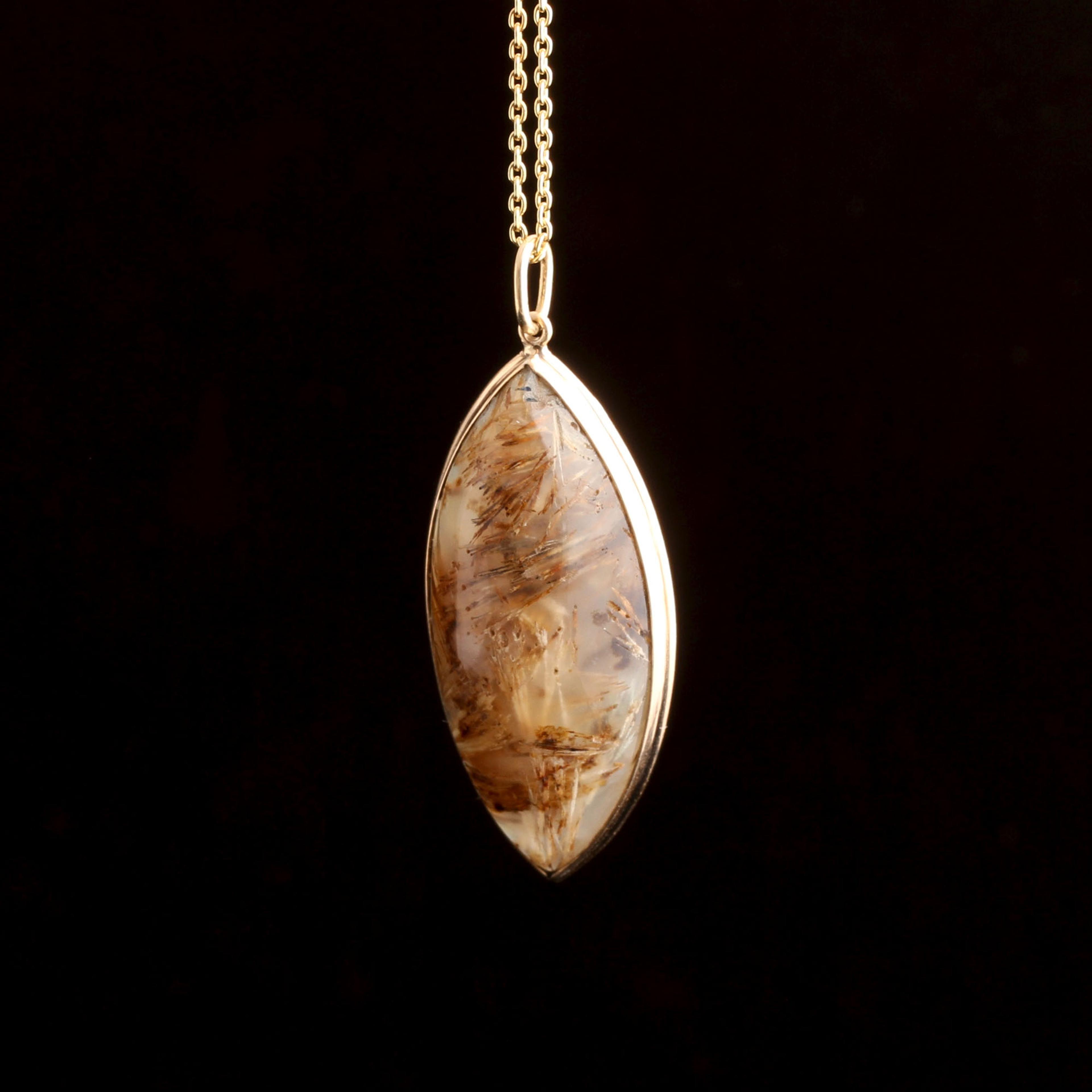 Victorian Rutilated Quartz Navette Necklace 