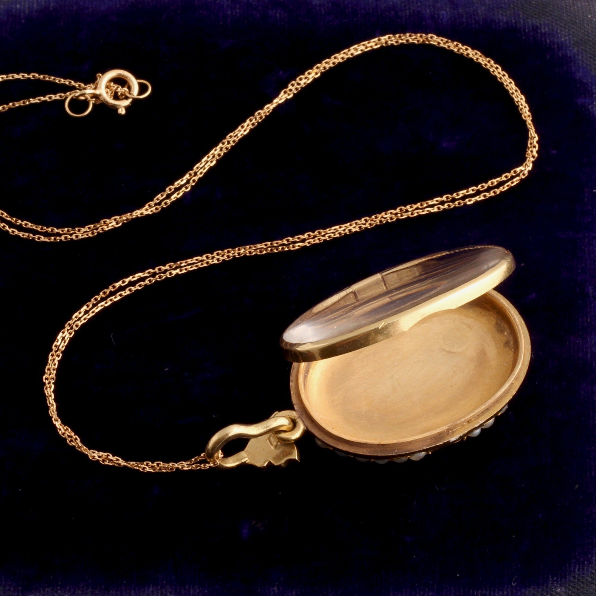 Victorian Seed Pearl & Green Enamel Locket