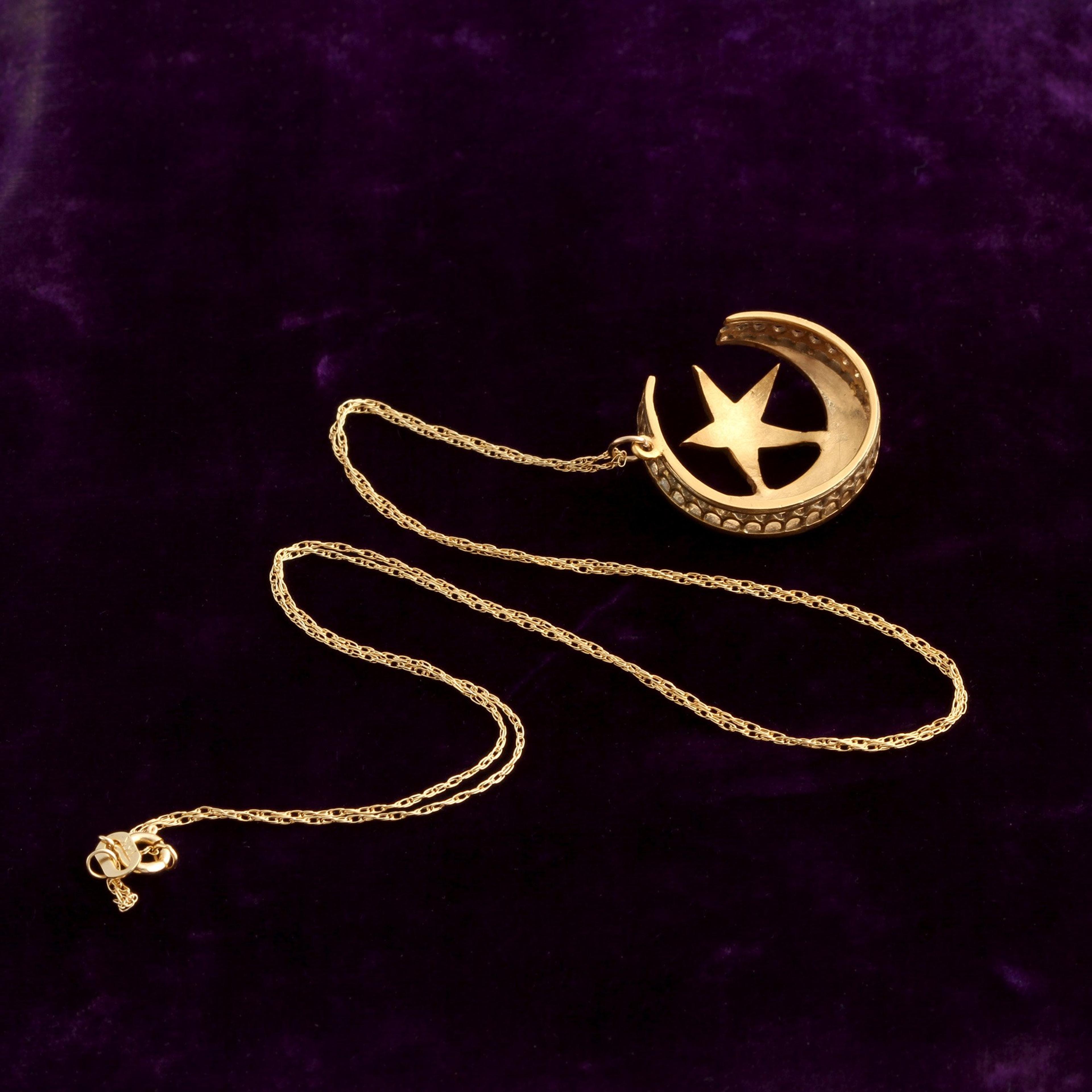 Back detail of Victorian Pearl Crescent & Star Necklace