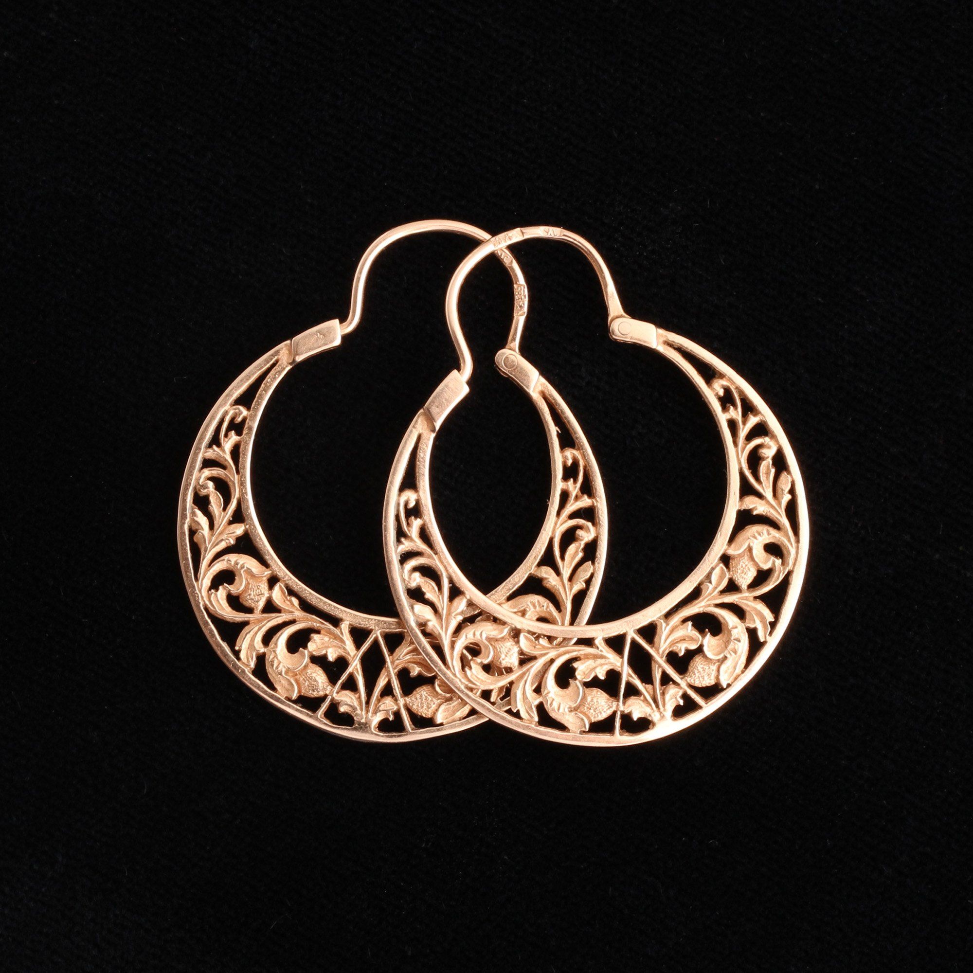 Vintage Floral Hoop Earrings