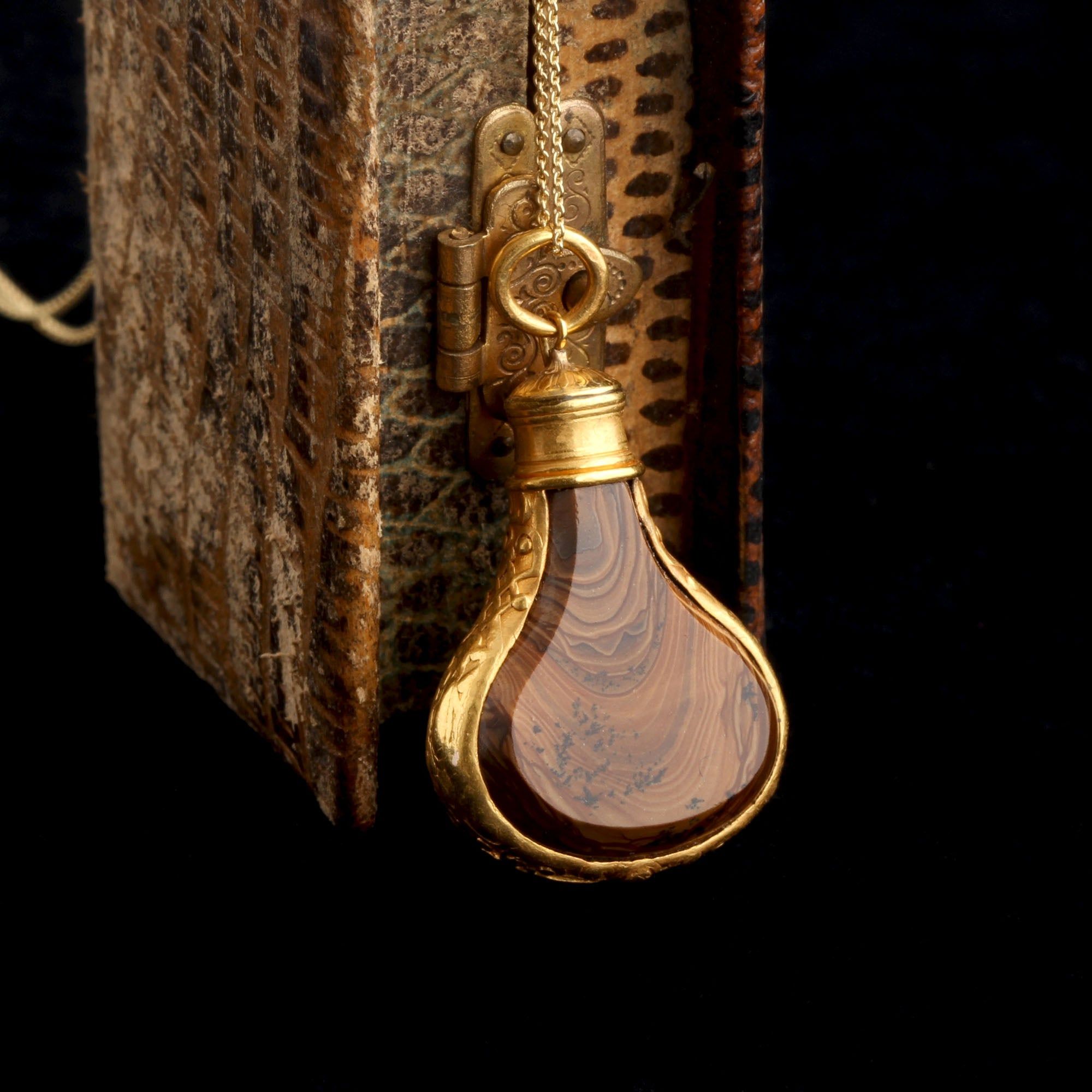 Early 19th Century Agate Scent Vial Necklace