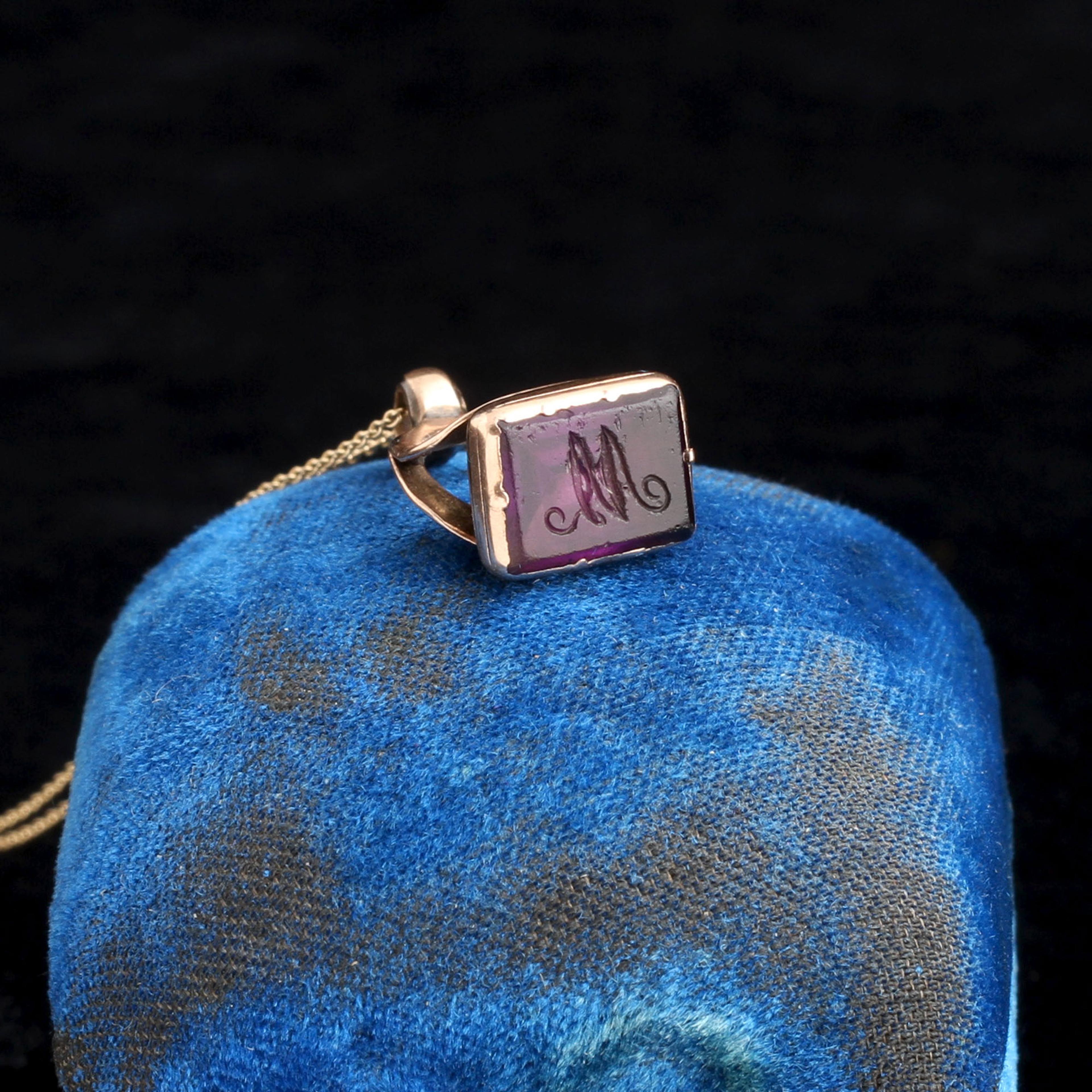 Victorian "M" Wax Seal Necklace