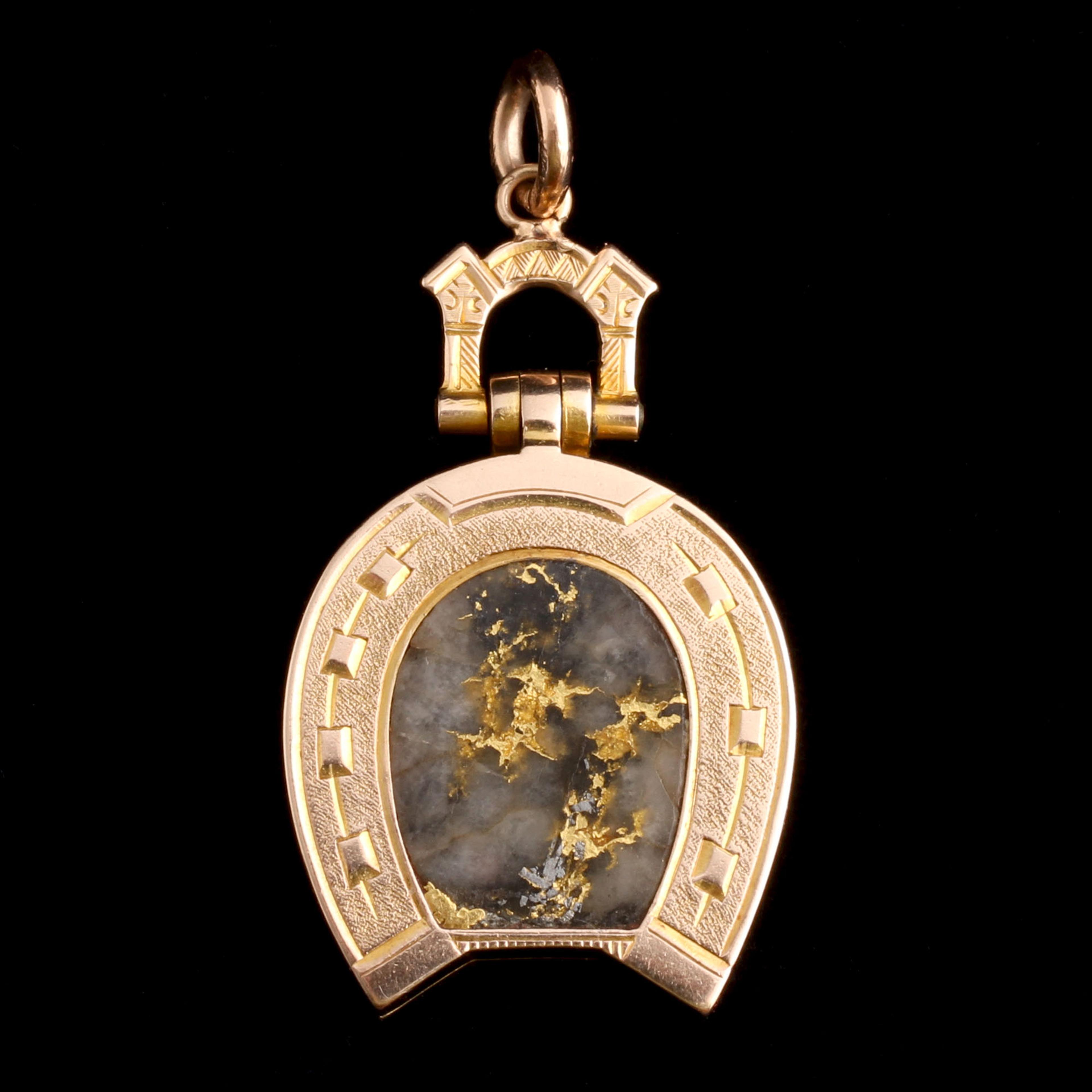 Late 19th Century Gold Quartz Horseshoe Locket