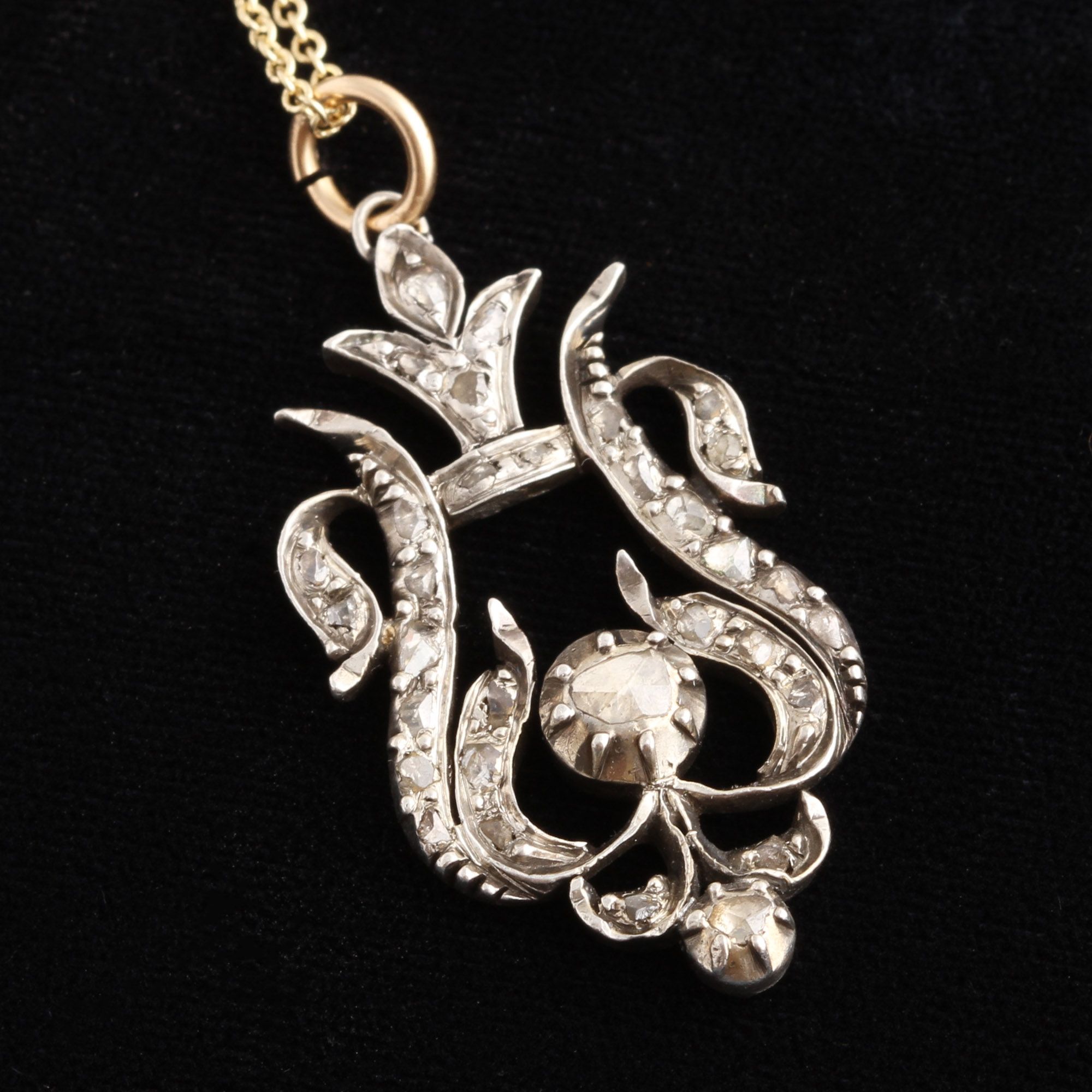 Georgian Rose Cut Diamond Lyre Pendant