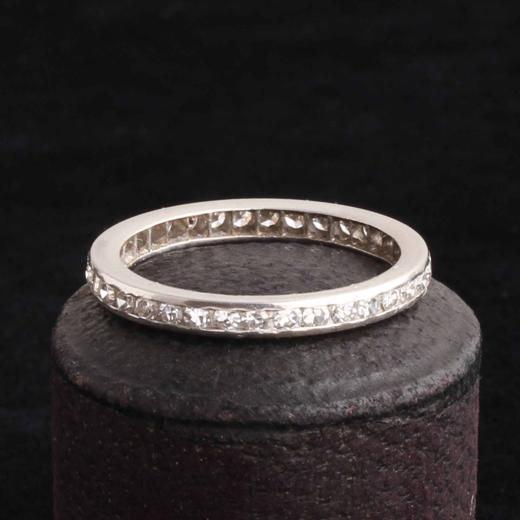 Platinum Eternity Ring with Single Cut Diamonds Size 6.5