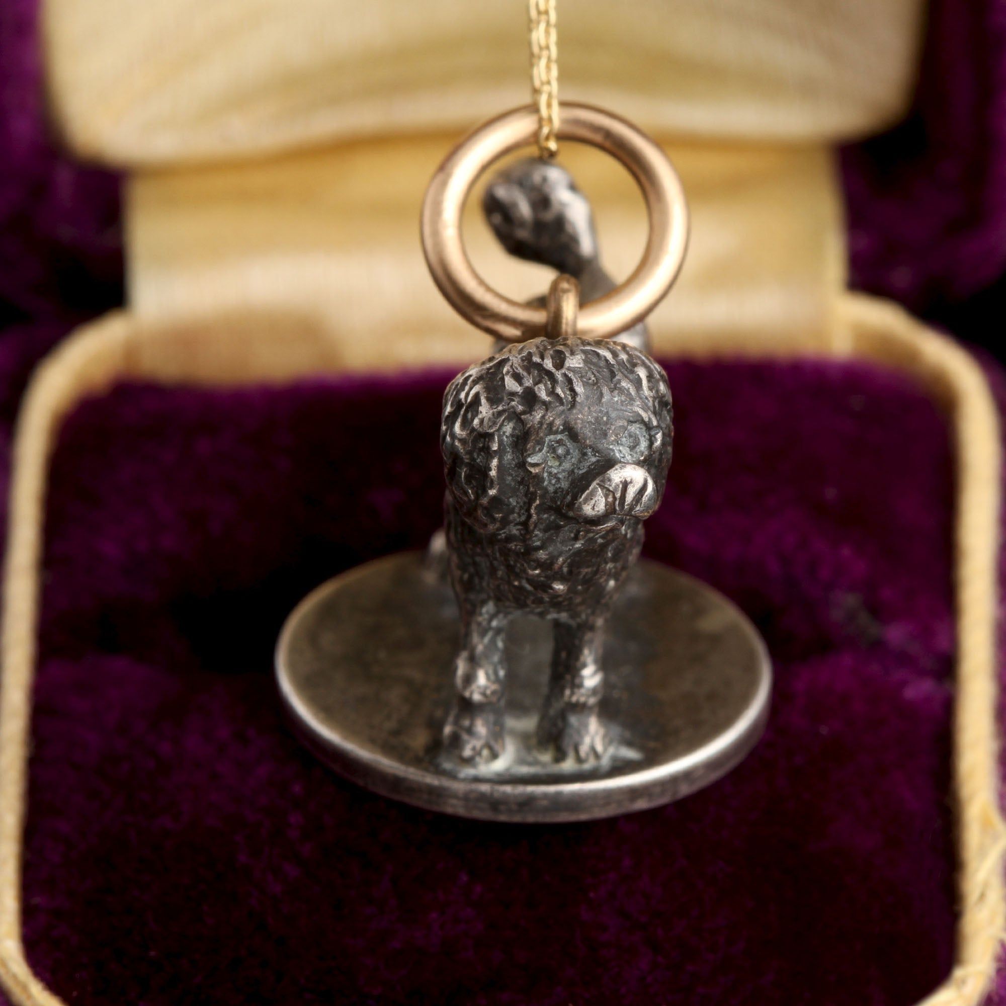 Victorian Poodle Seal Fob Necklace