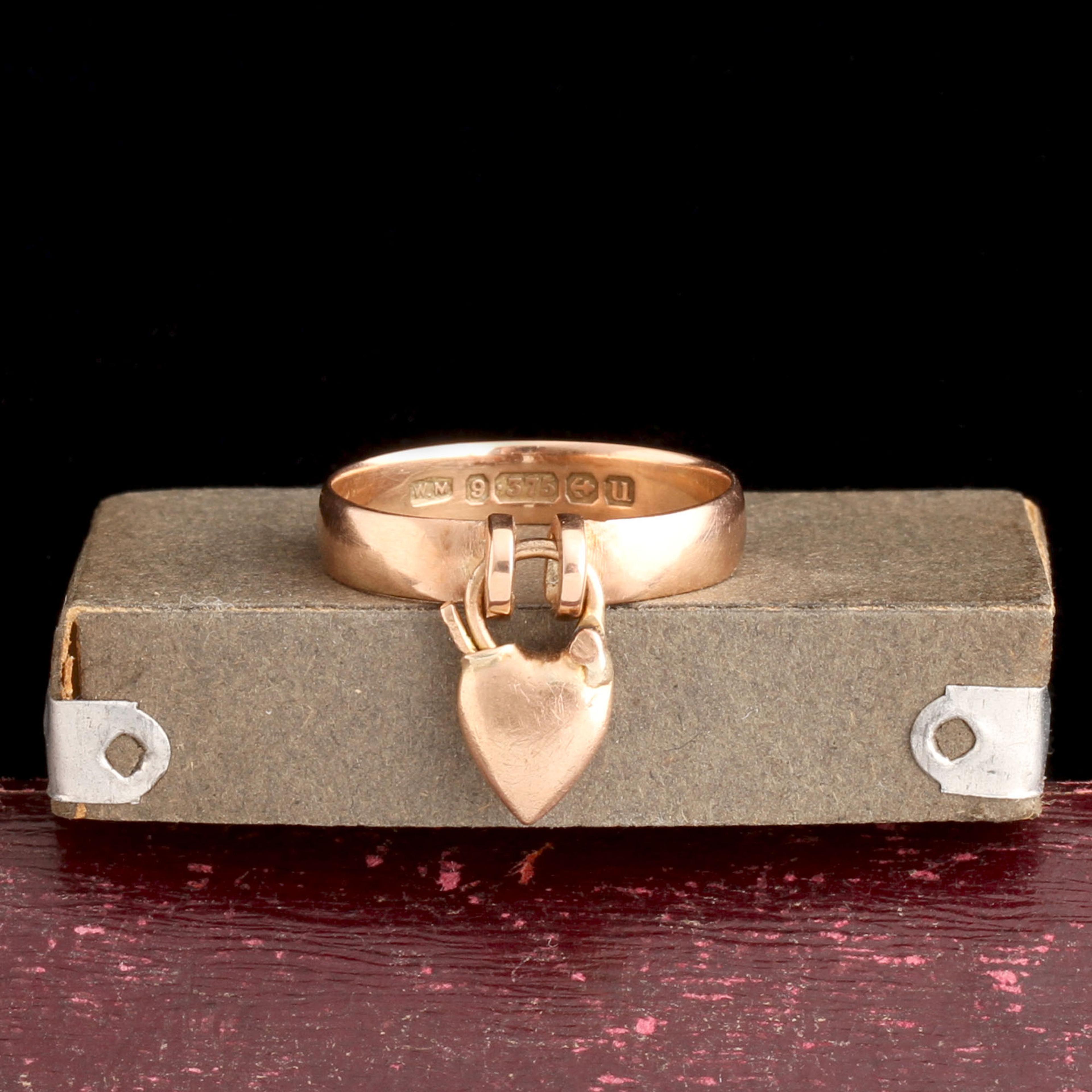 Detail of WWI Era Heart Padlock Sweetheart Ring
