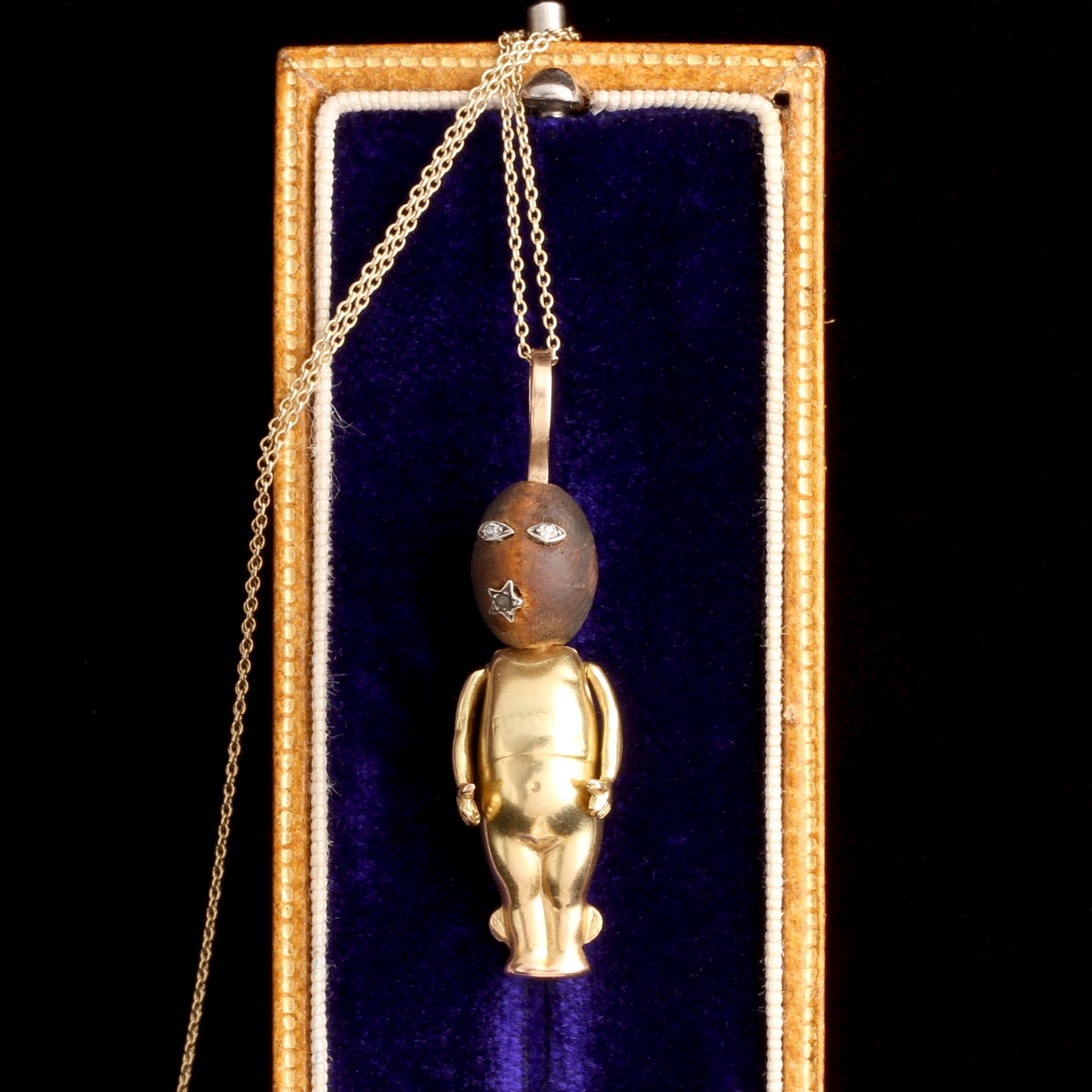 WW1 ERA Gold & Diamond "Fumsup" Charm Necklace $1,750