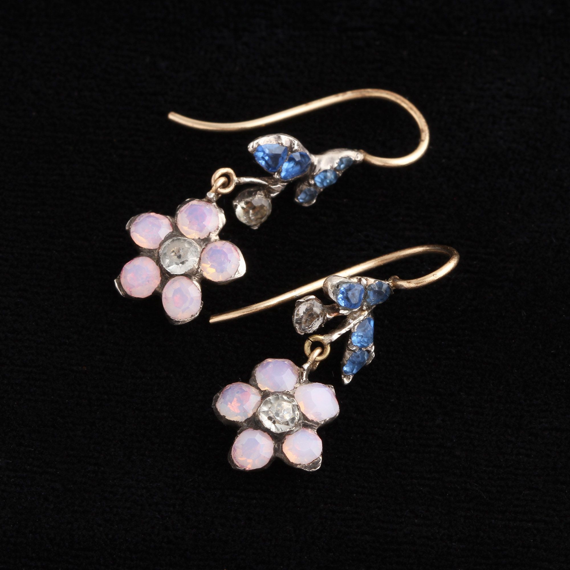 Georgian Opaline, Blue & White Paste Earrings