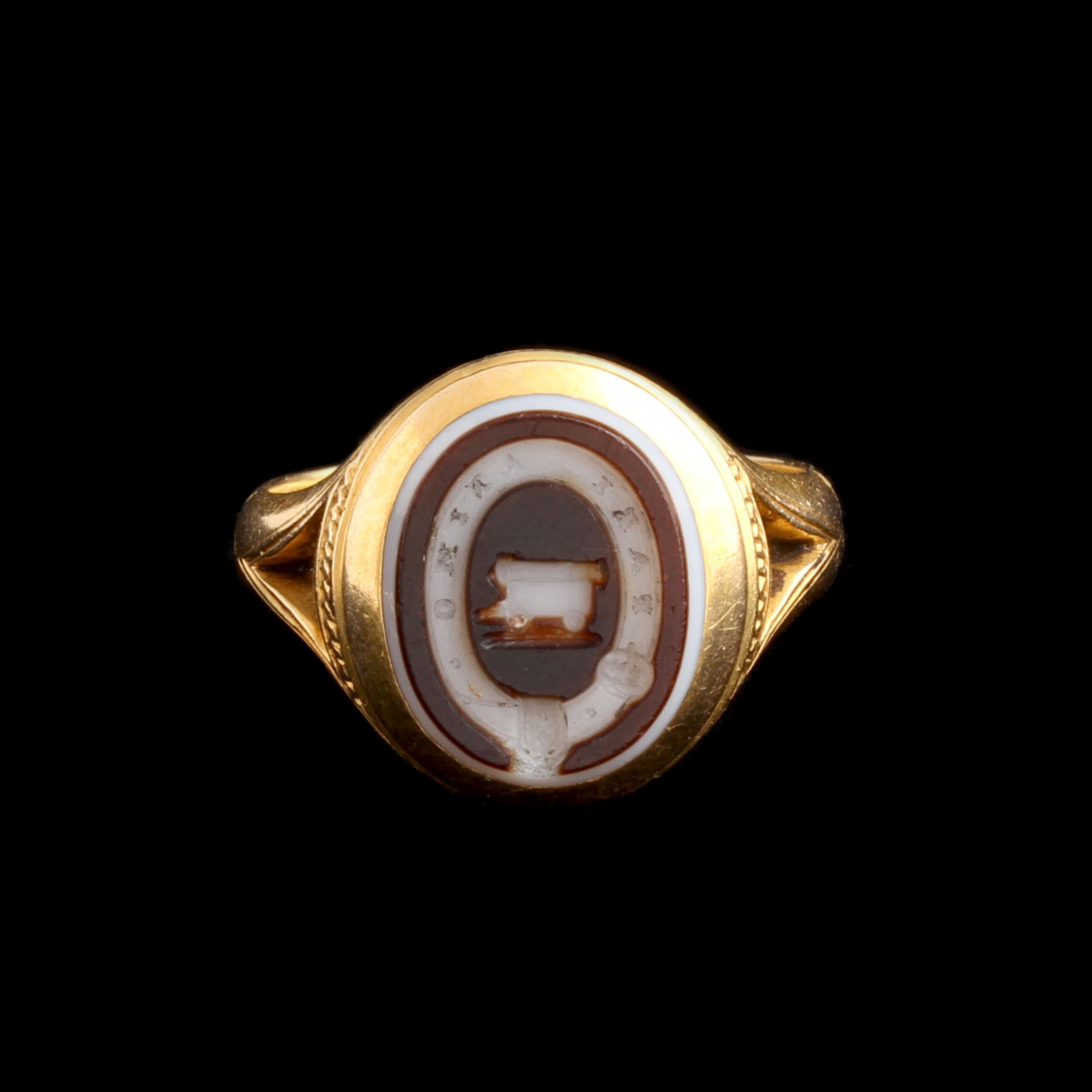 Victorian "Pari Animo" Intaglio Memorial Ring