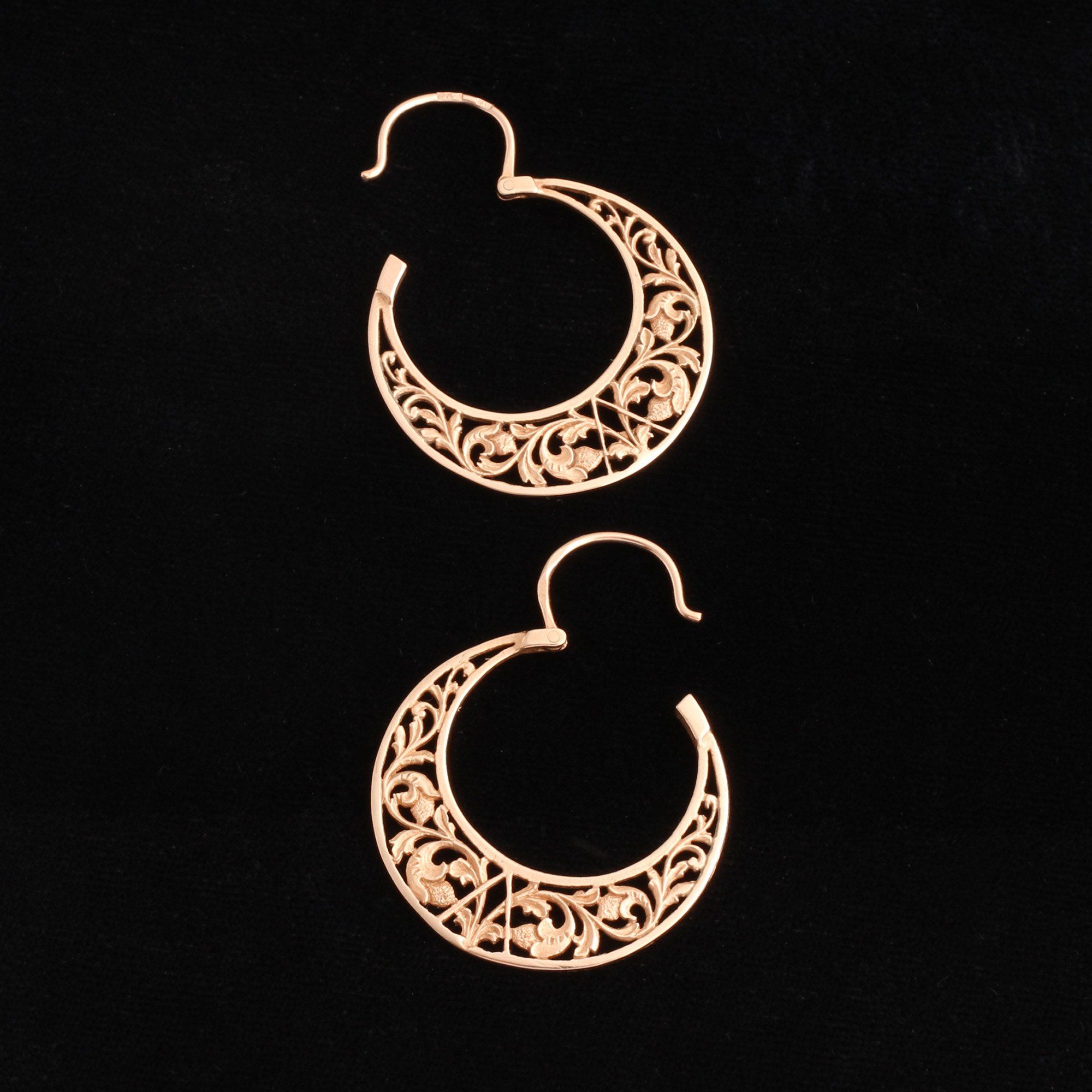 Vintage Floral Hoop Earrings