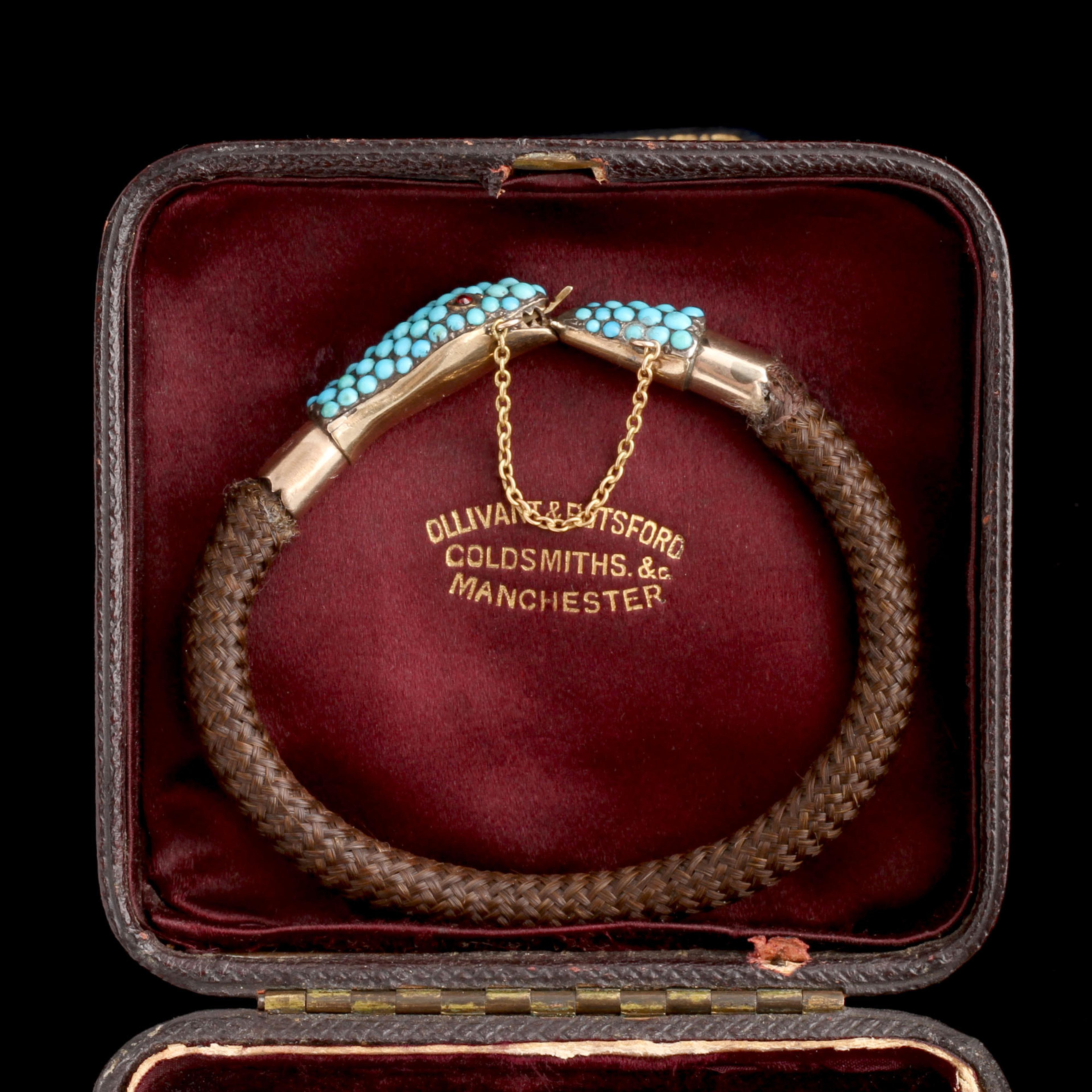 Victorian Turquoise Snake Hair Bangle