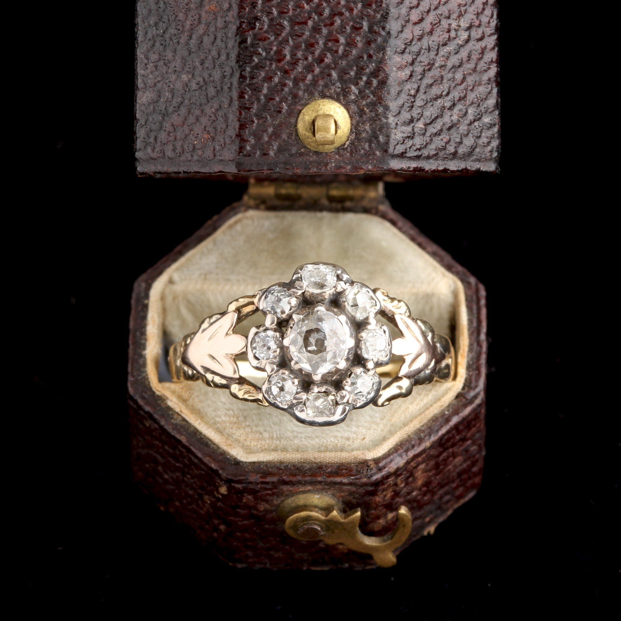 Georgian Old Mine Cut Diamond Cluster Ring