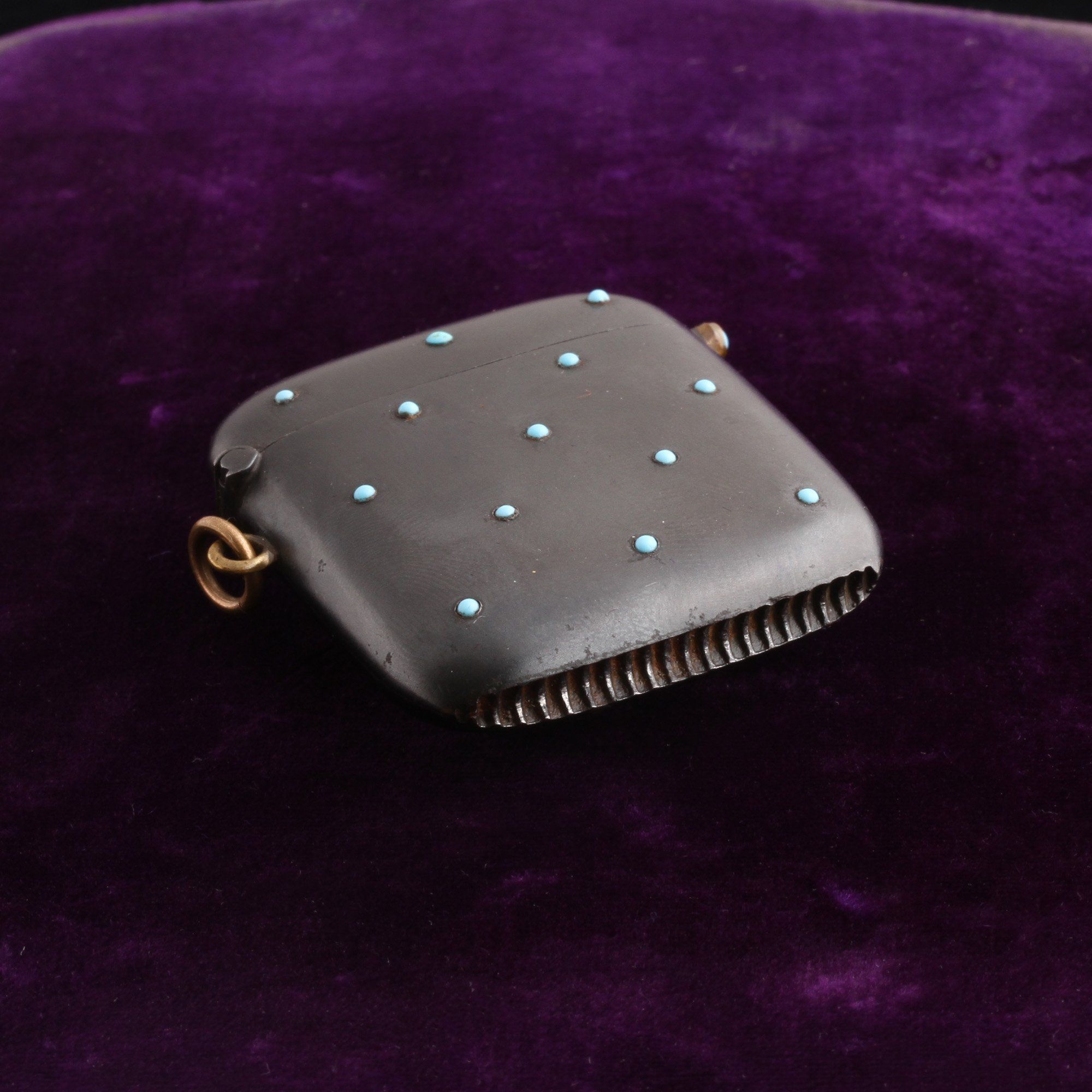 Victorian Gunmetal & Turquoise Vesta