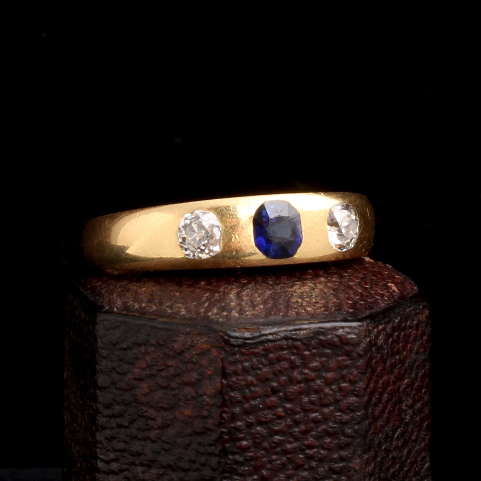 Victorian Sapphire & Diamond Three Stone Ring