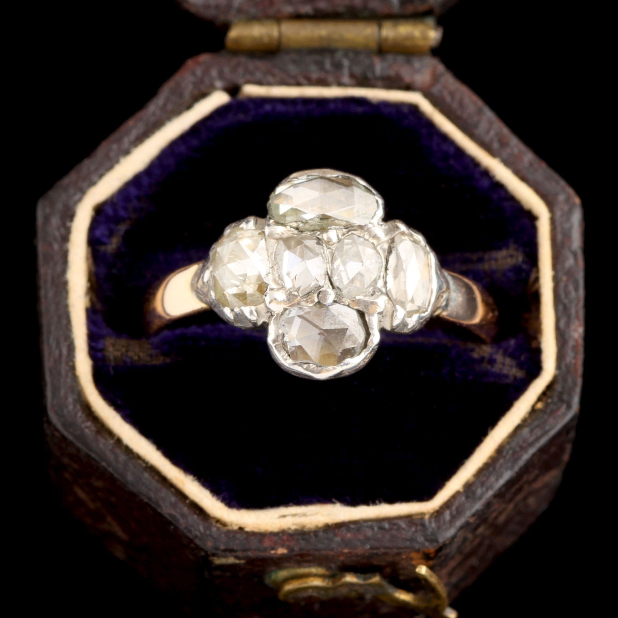 Georgian Quatrefoil Rose Cut Diamond Ring