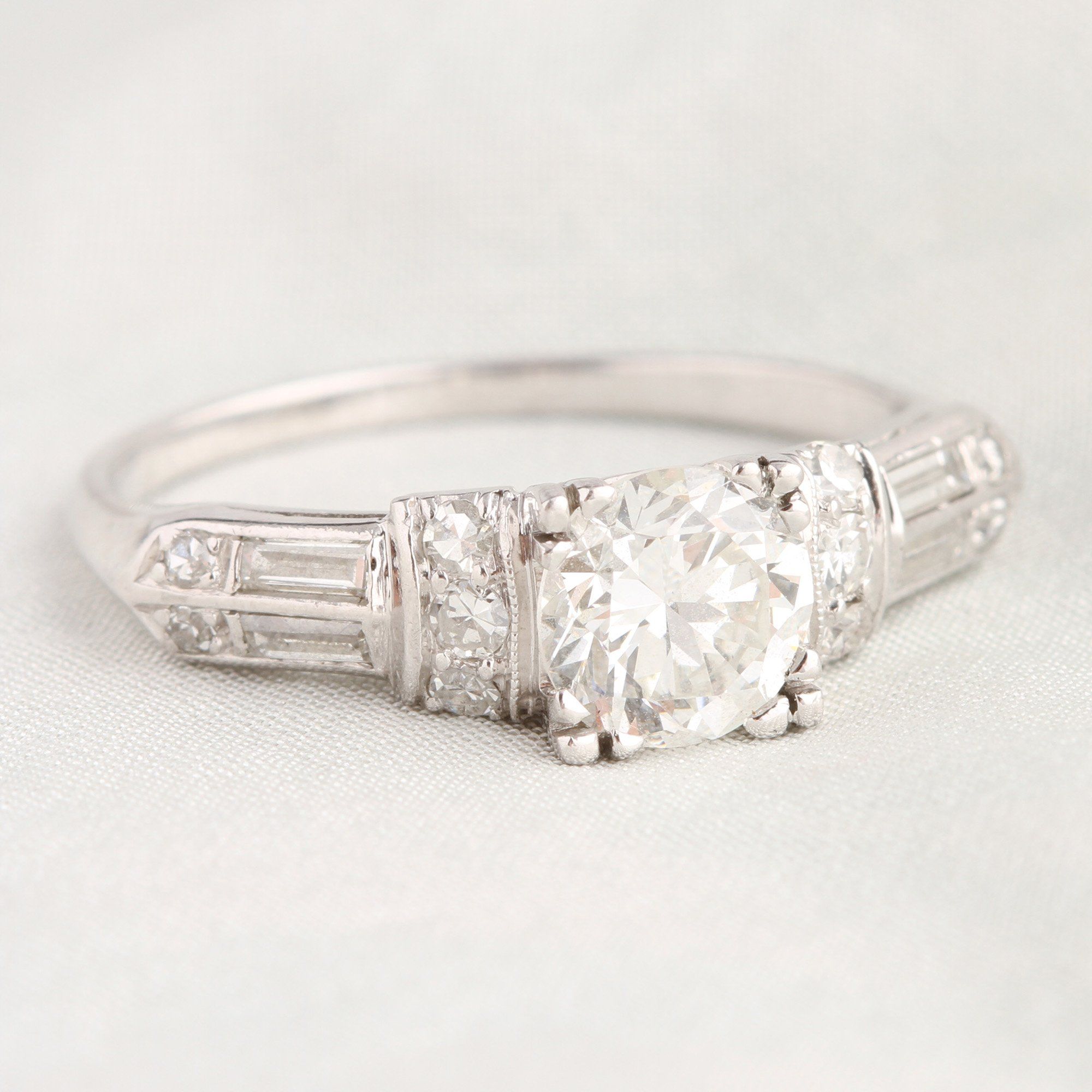 1940s 1.5ctw Diamond Engagement Ring with Gradient Shoulders