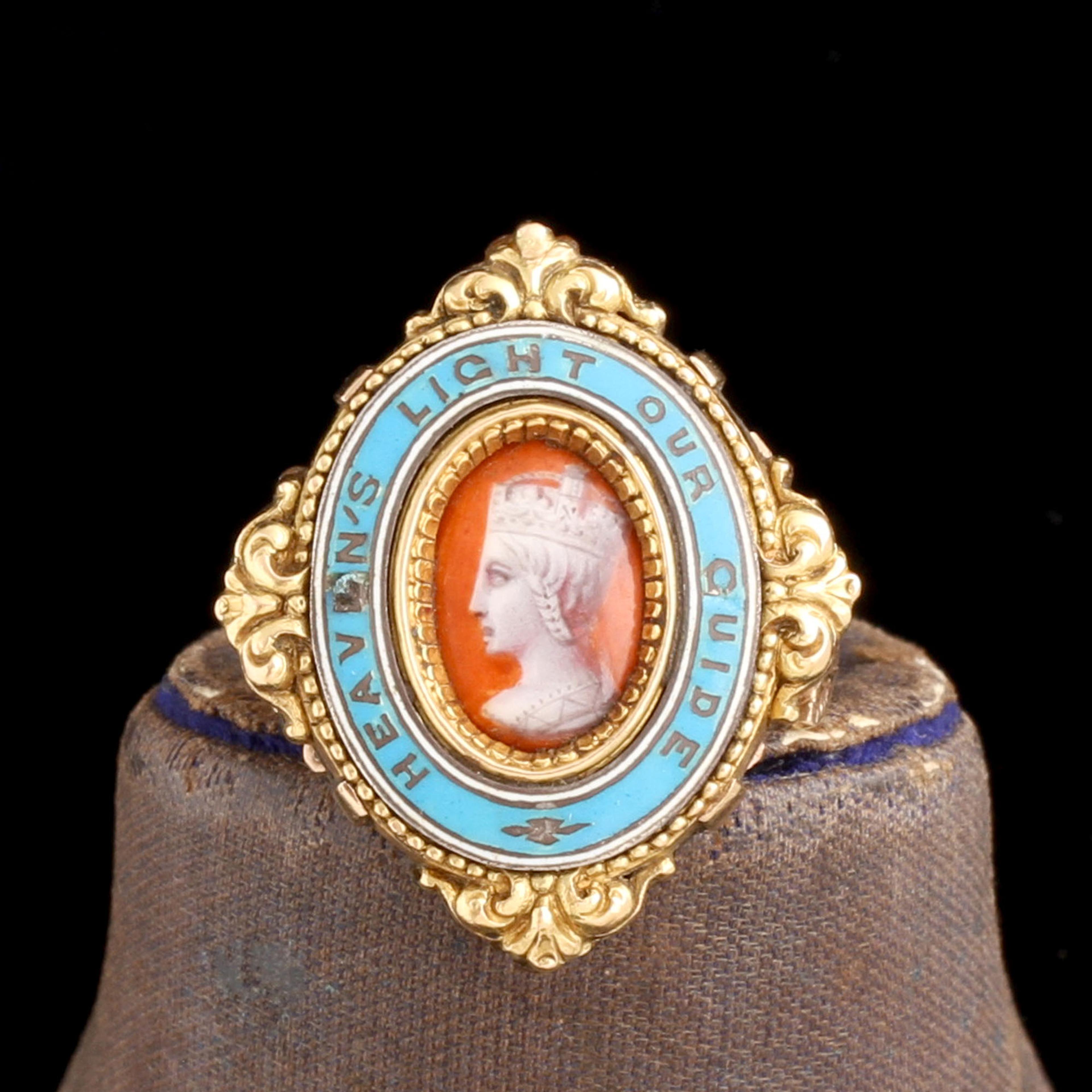 Victorian Order of the Star of India Enamel & Porcelain Ring