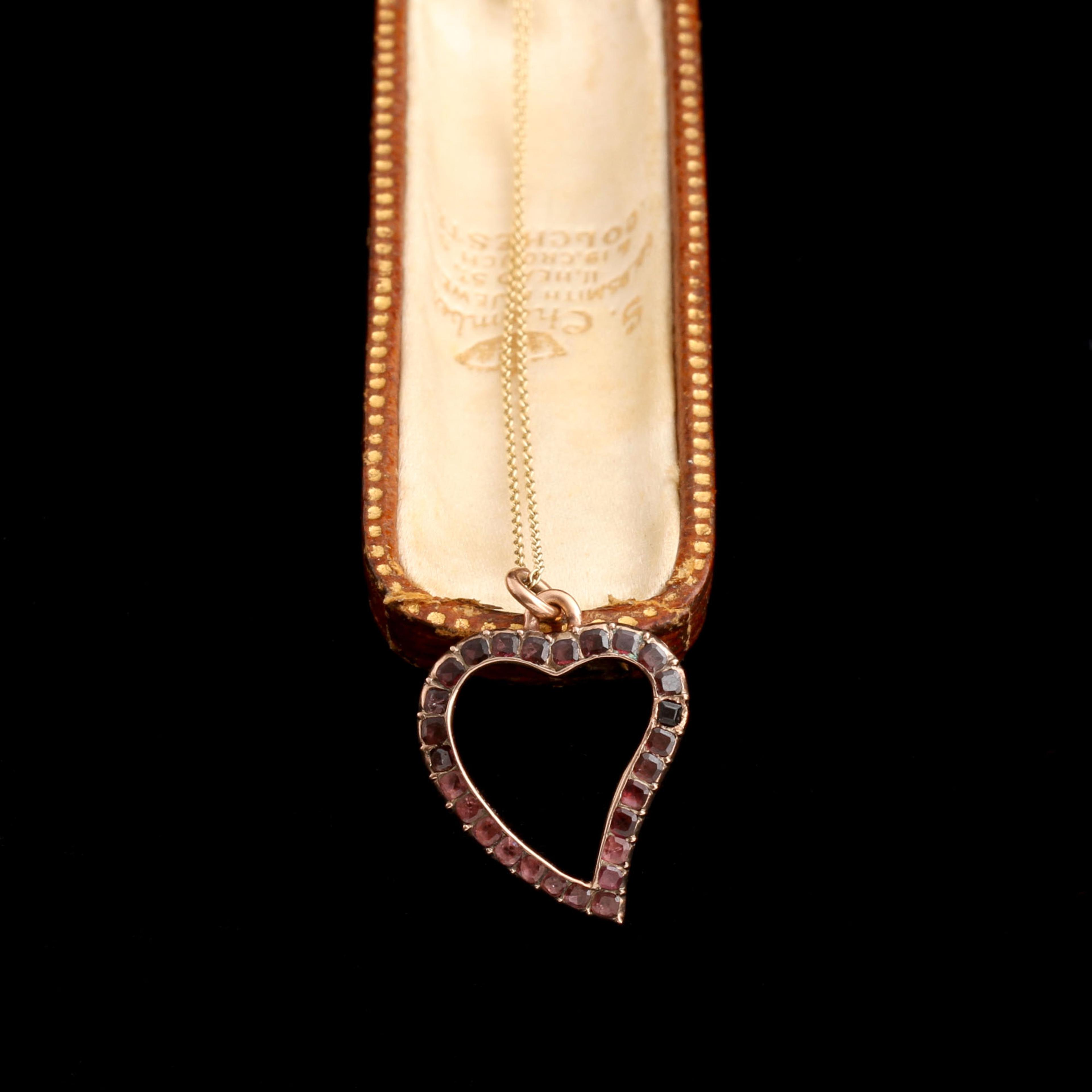 Georgian Garnet Witch's Heart Pendant