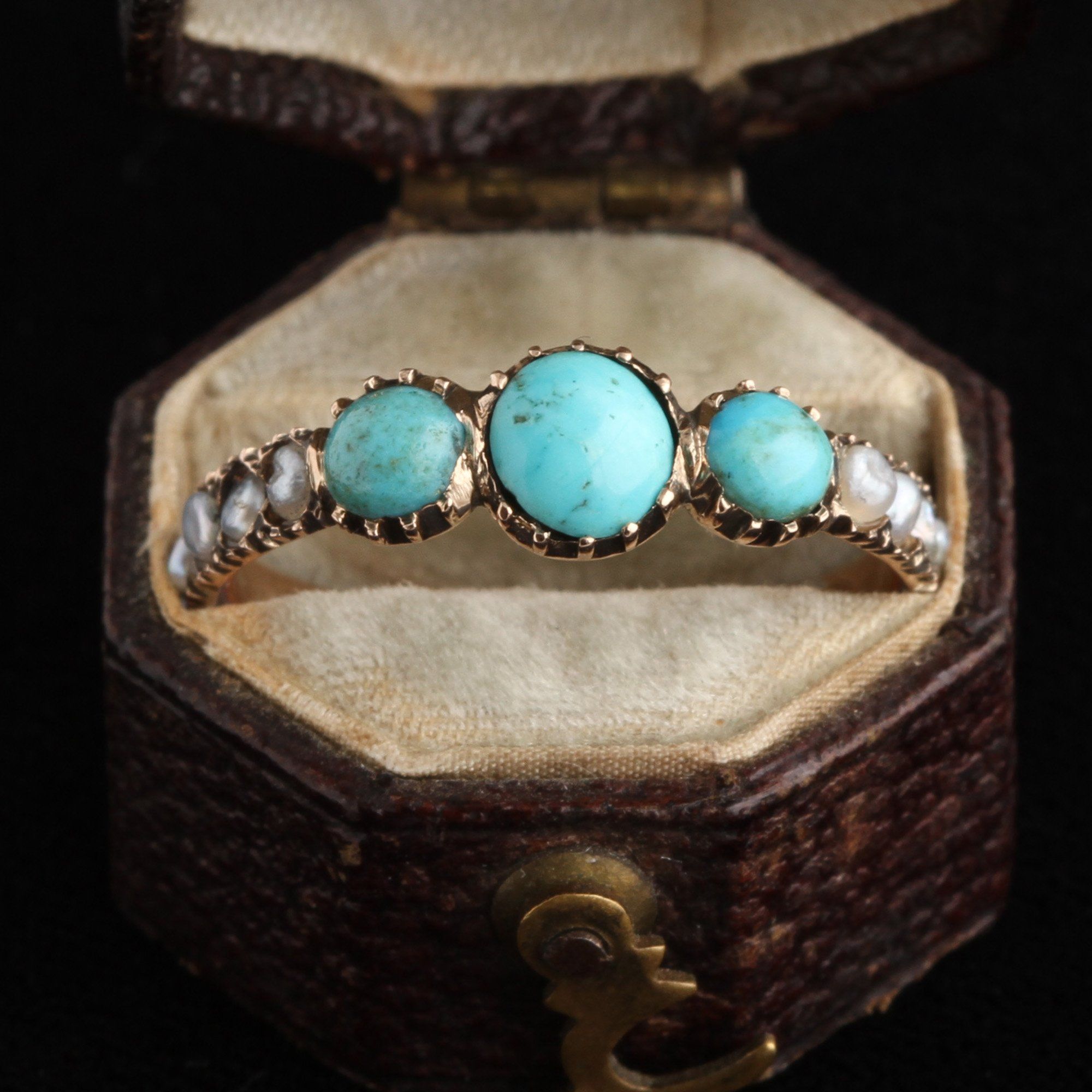 Georgian Turquoise & Pearl Ring