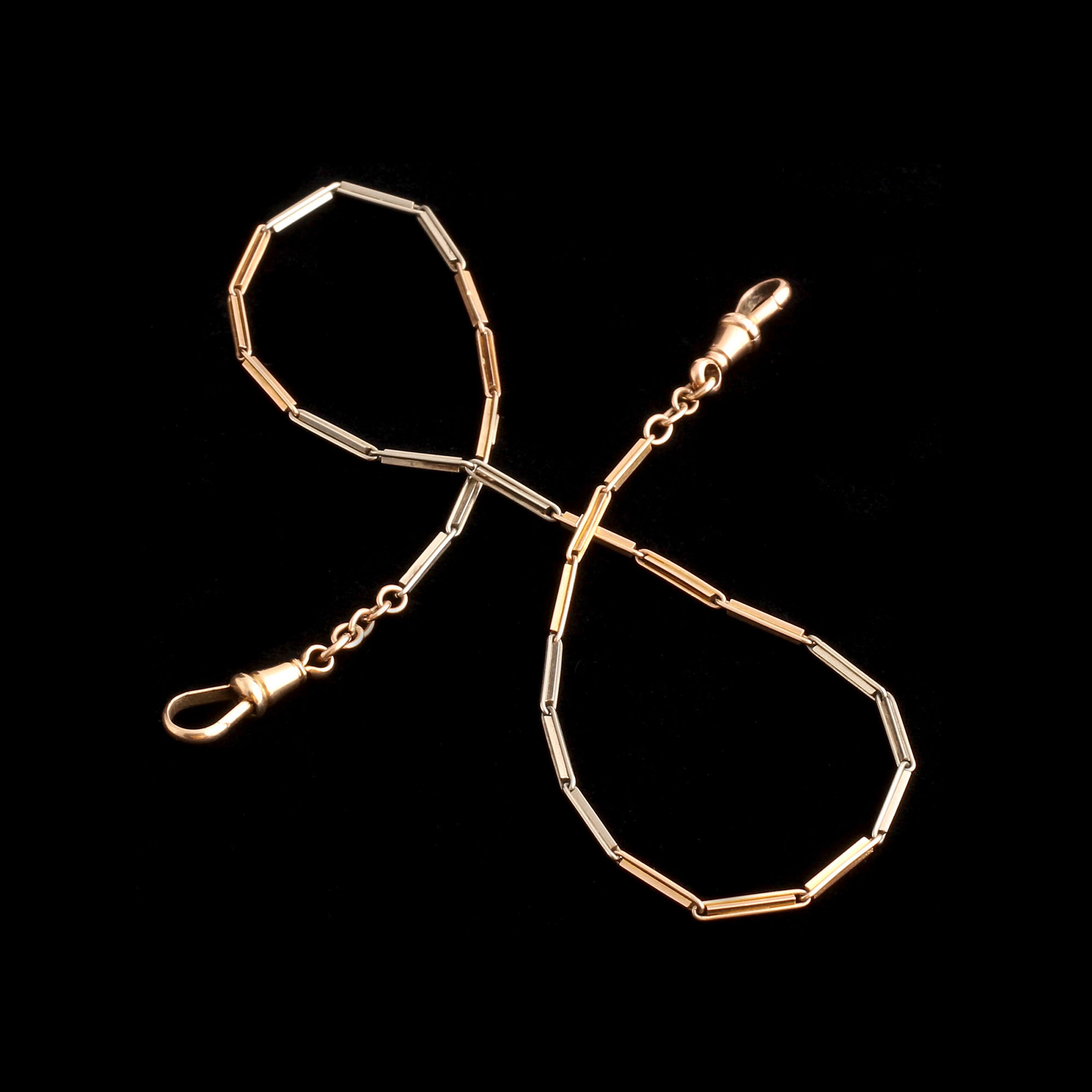 Art Deco Rose Gold & Silver Bar Chain