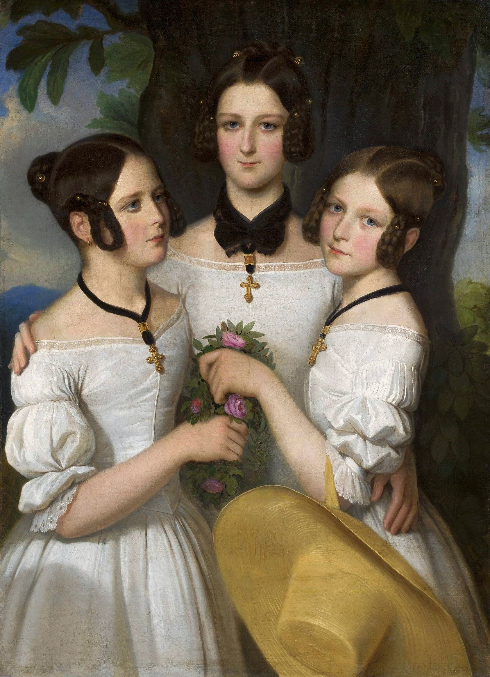 "Portrait of Three Girls" (1839) by Johann Nejebse, National Museum in Warsaw