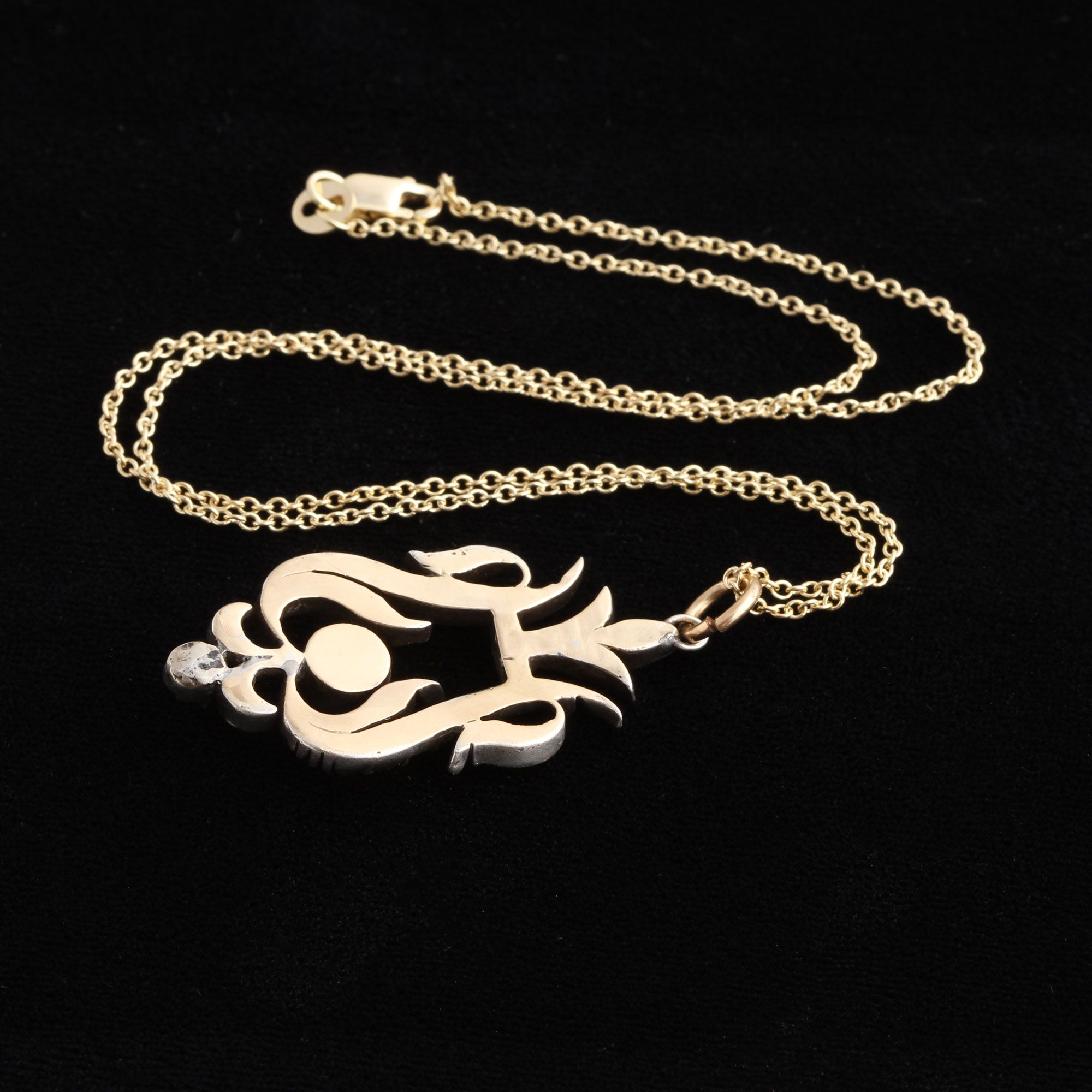 Georgian Rose Cut Diamond Lyre Pendant