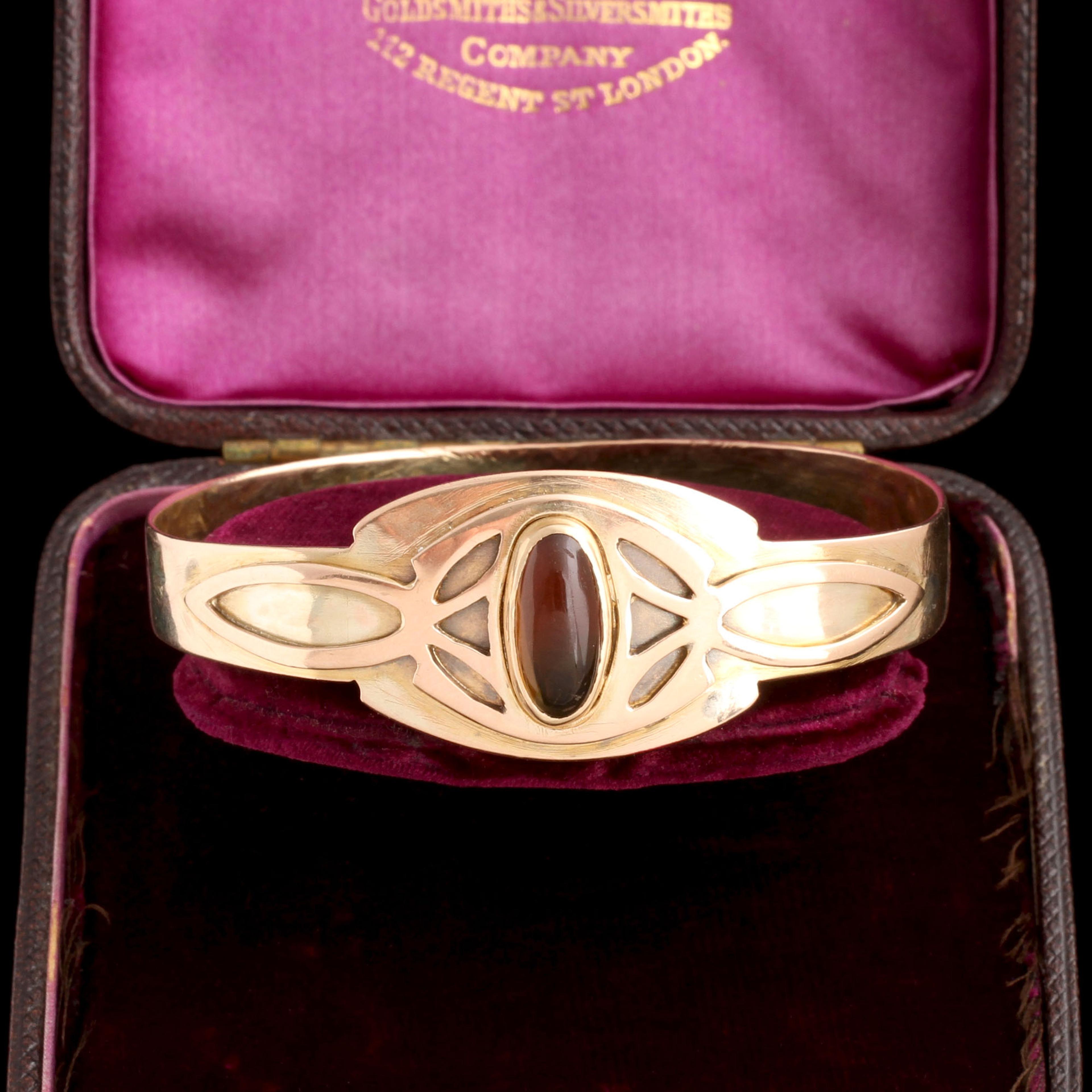 Arts & Crafts Gold & Citrine Bangle