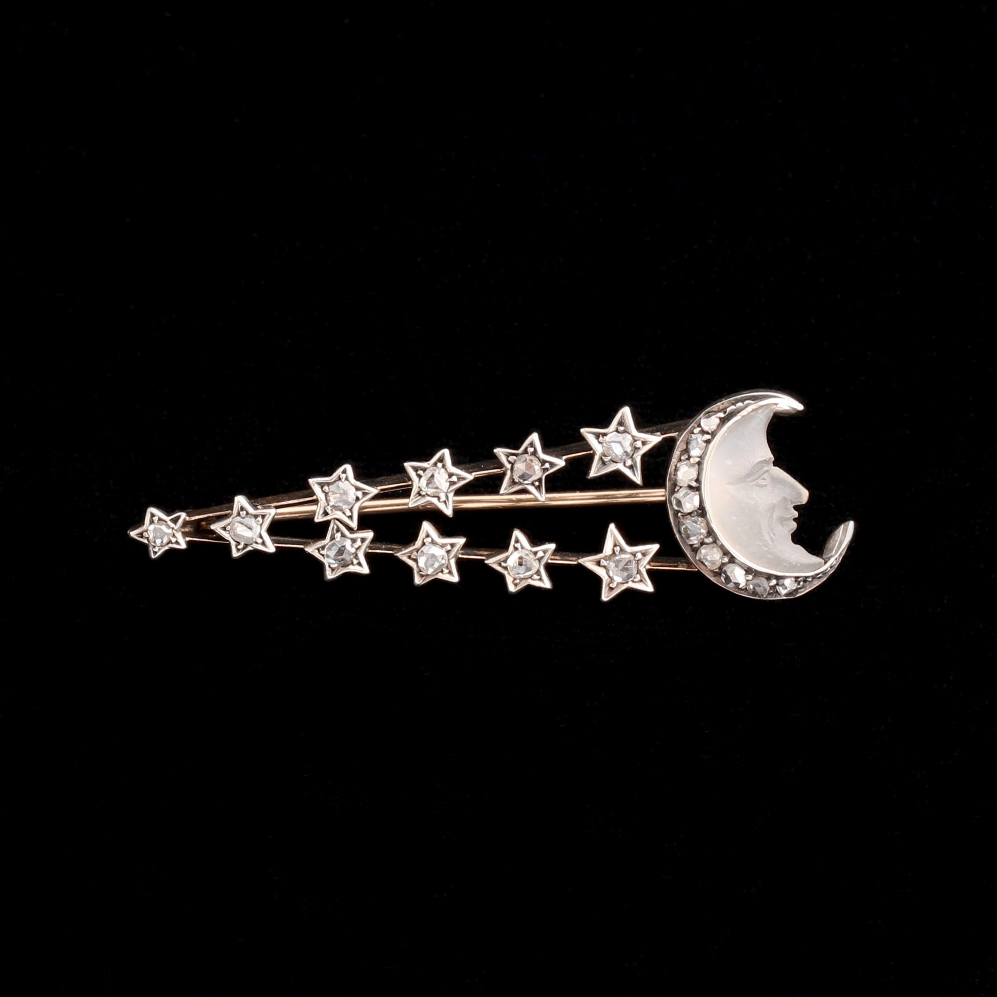 Late Victorian Man in the Moon Brooch