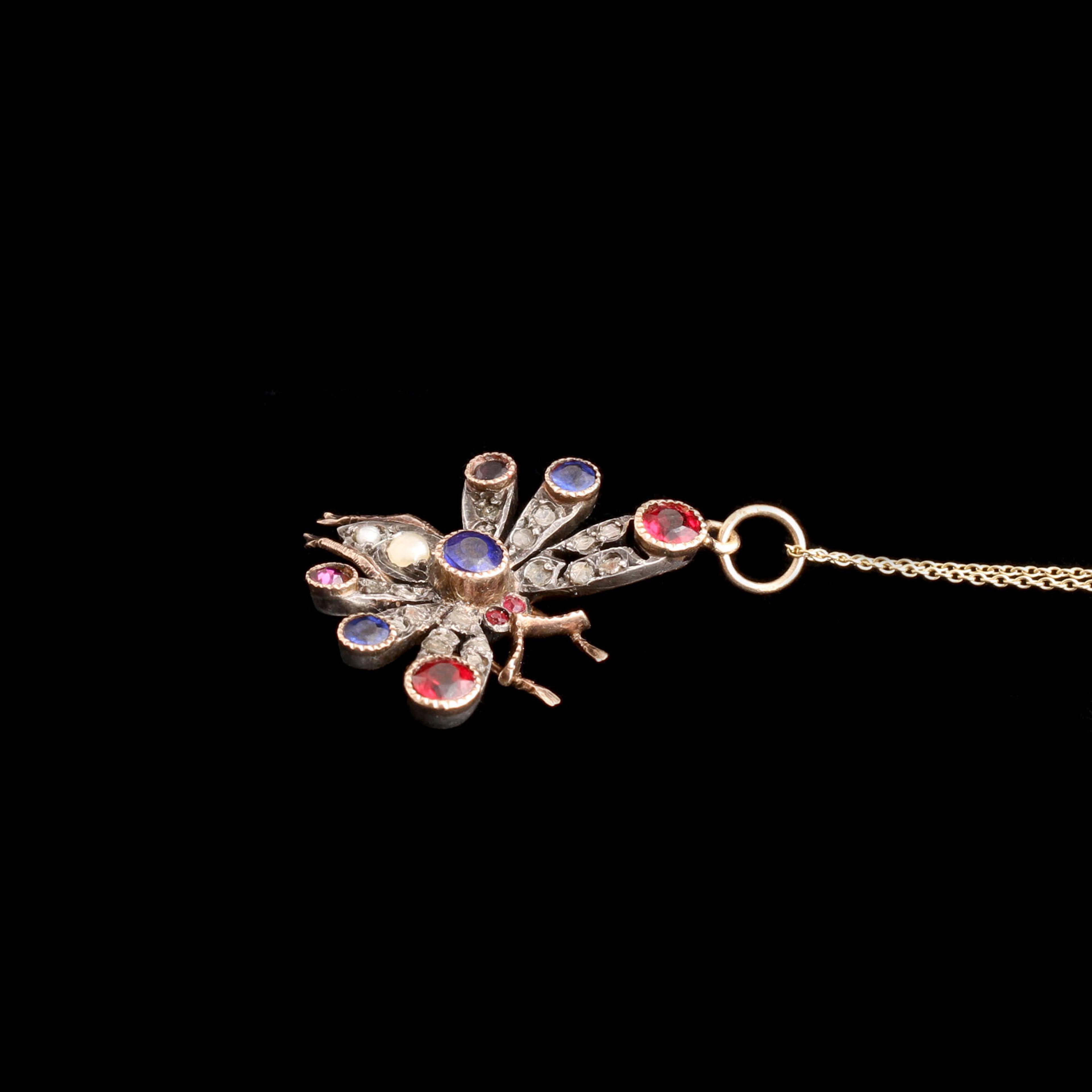 Victorian Gemstone Insect Necklace