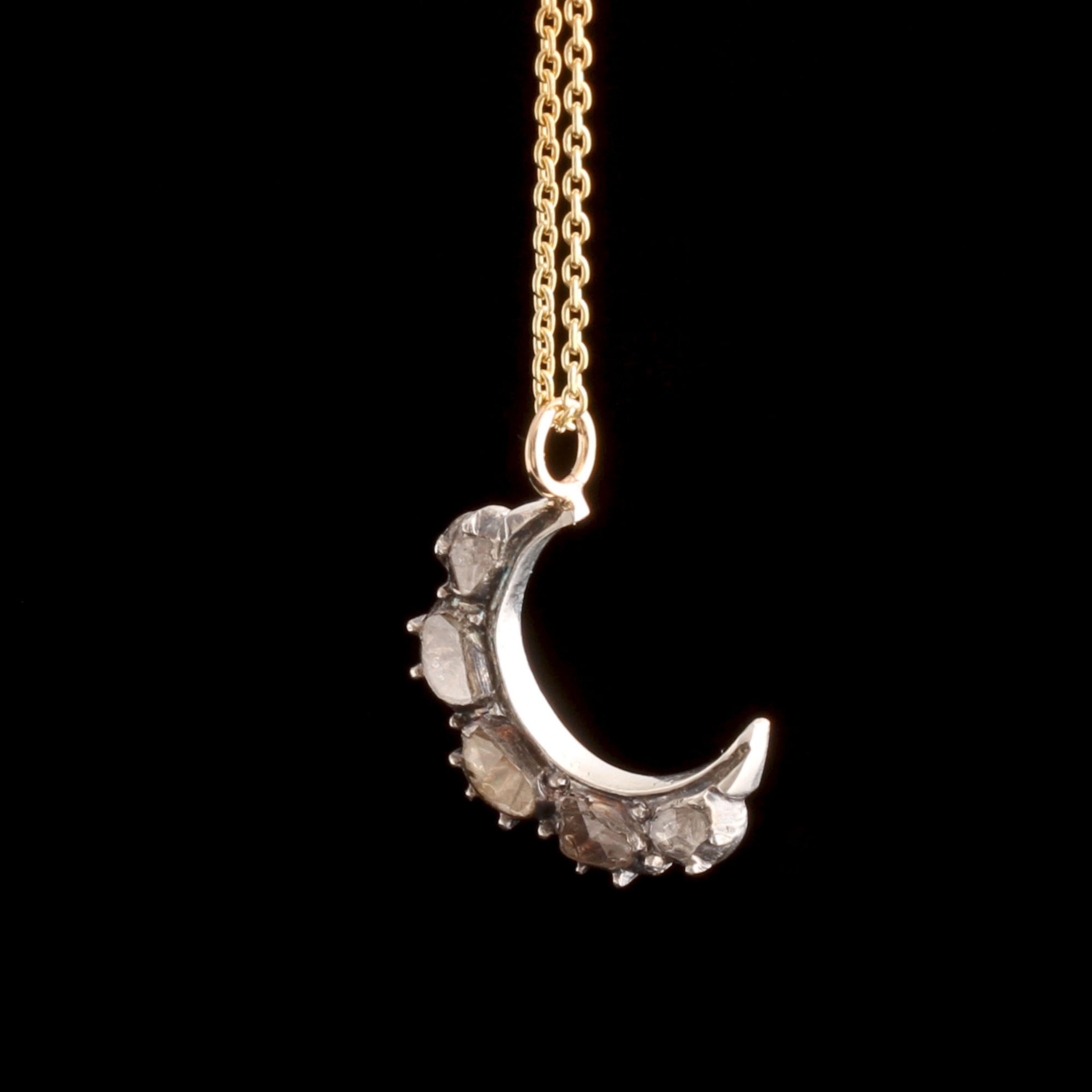 Georgian Rose Cut Diamond Crescent Necklaces