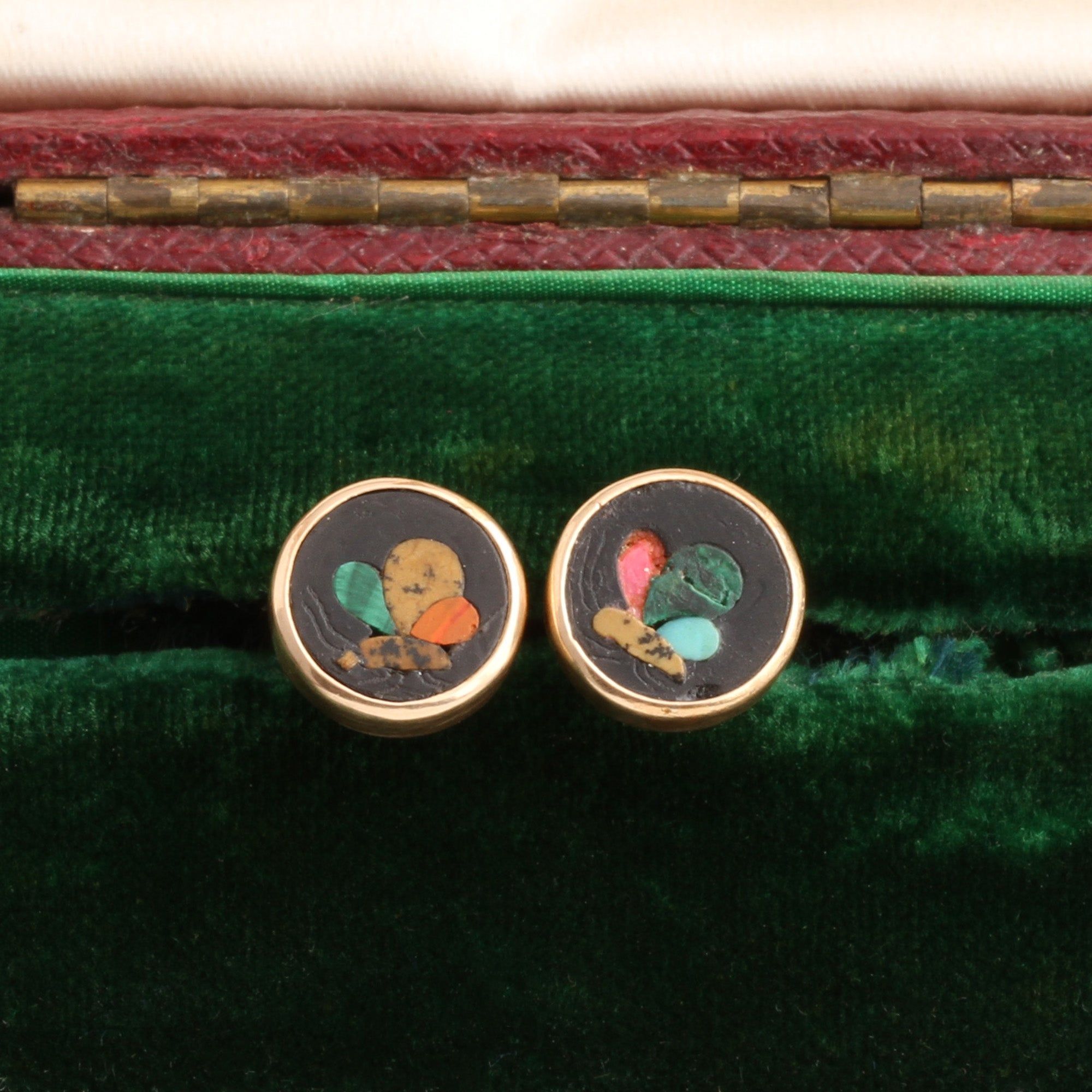 Victorian Pietra Dura Butterfly Studs