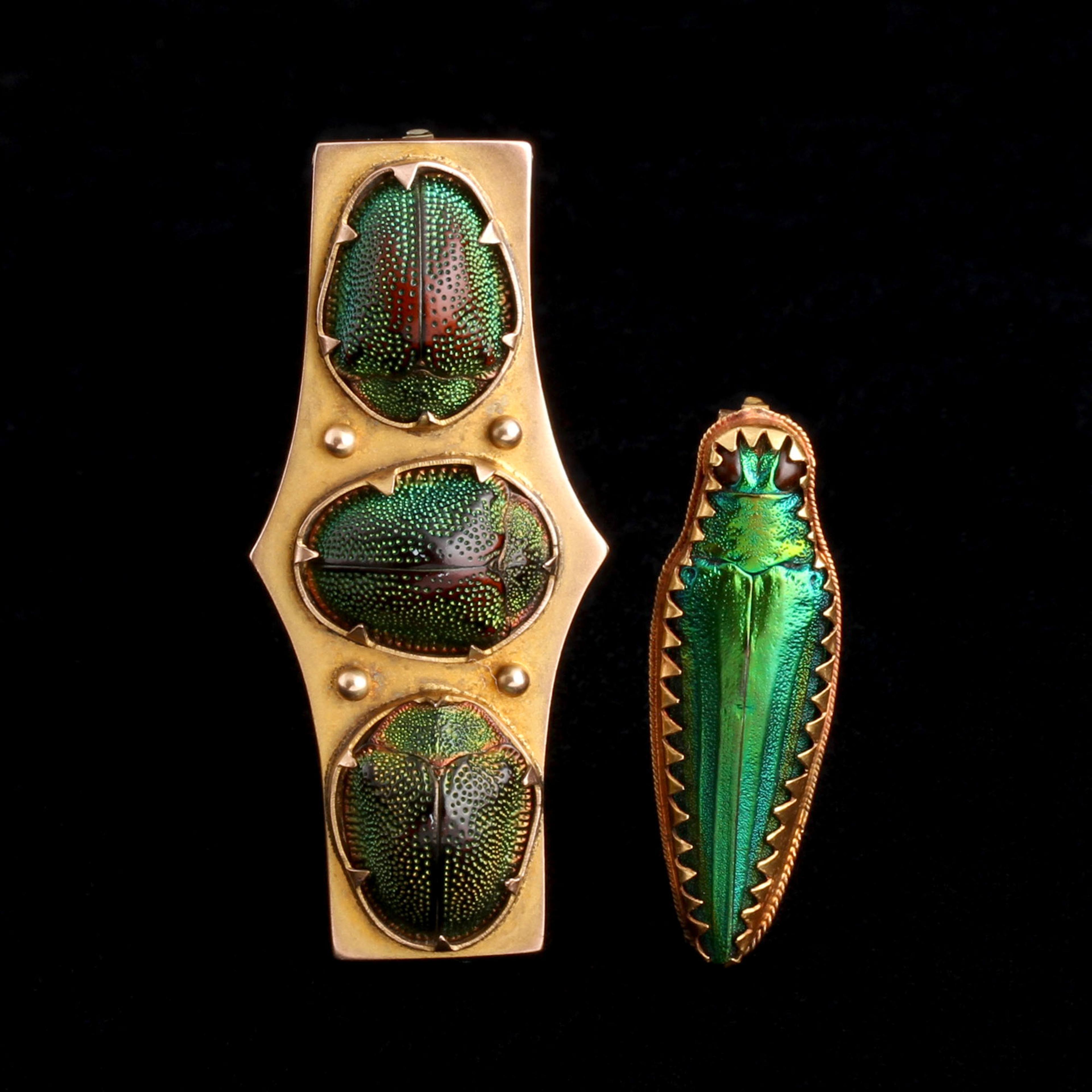 Victorian Egyptomania Beetle Brooches