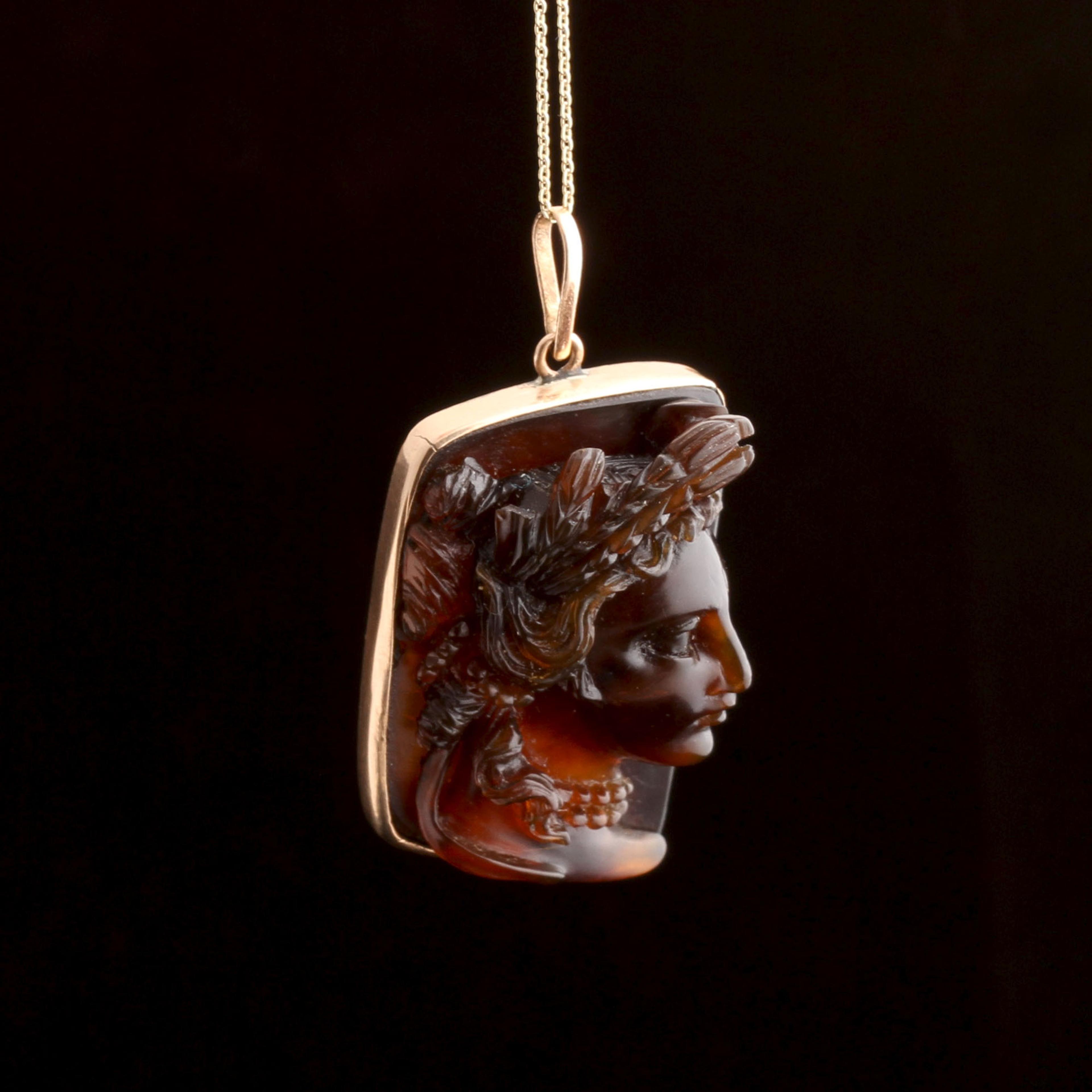 Victorian Tortoiseshell Demeter Cameo Necklace