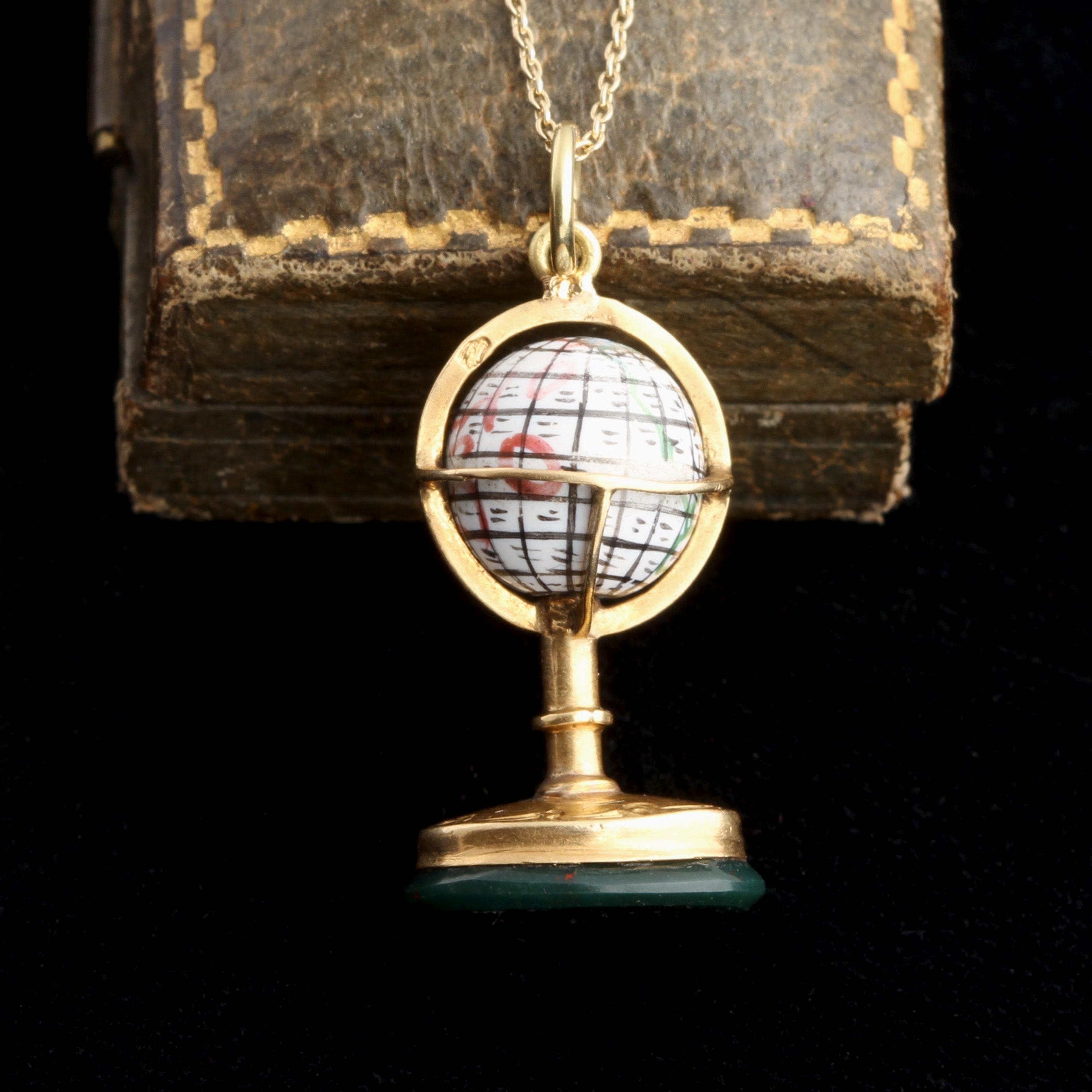 Detail of 19th Century French Enamel Globe Charm