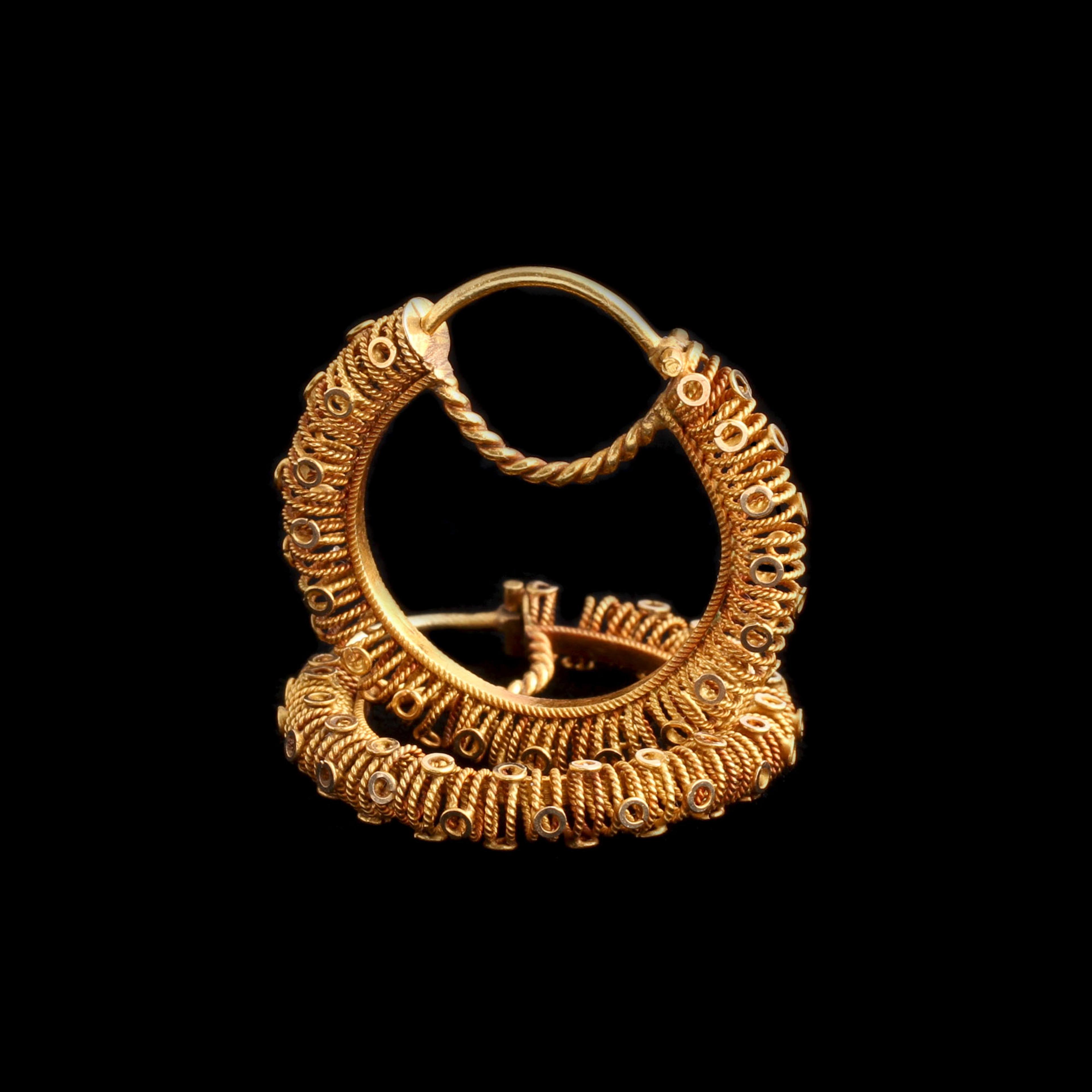 Georgian Twisted Wire & Circles Hoop Earrings