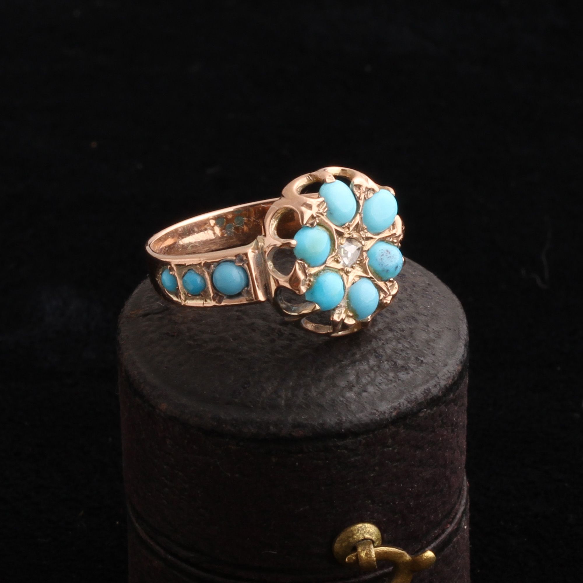 Victorian Turquoise & Diamond Cluster Ring