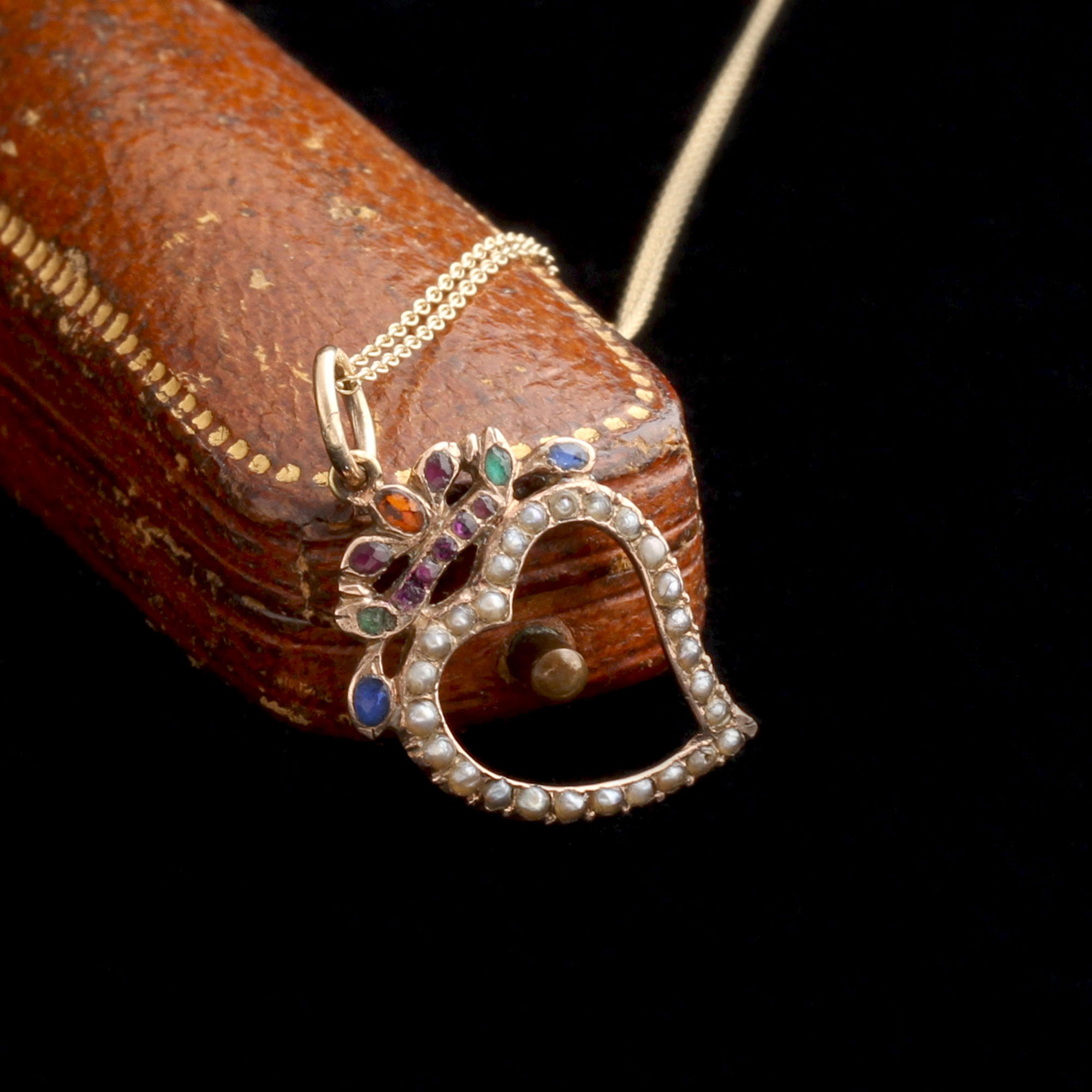 Georgian Pearl, Paste & Gemstone Witch's Heart Necklace