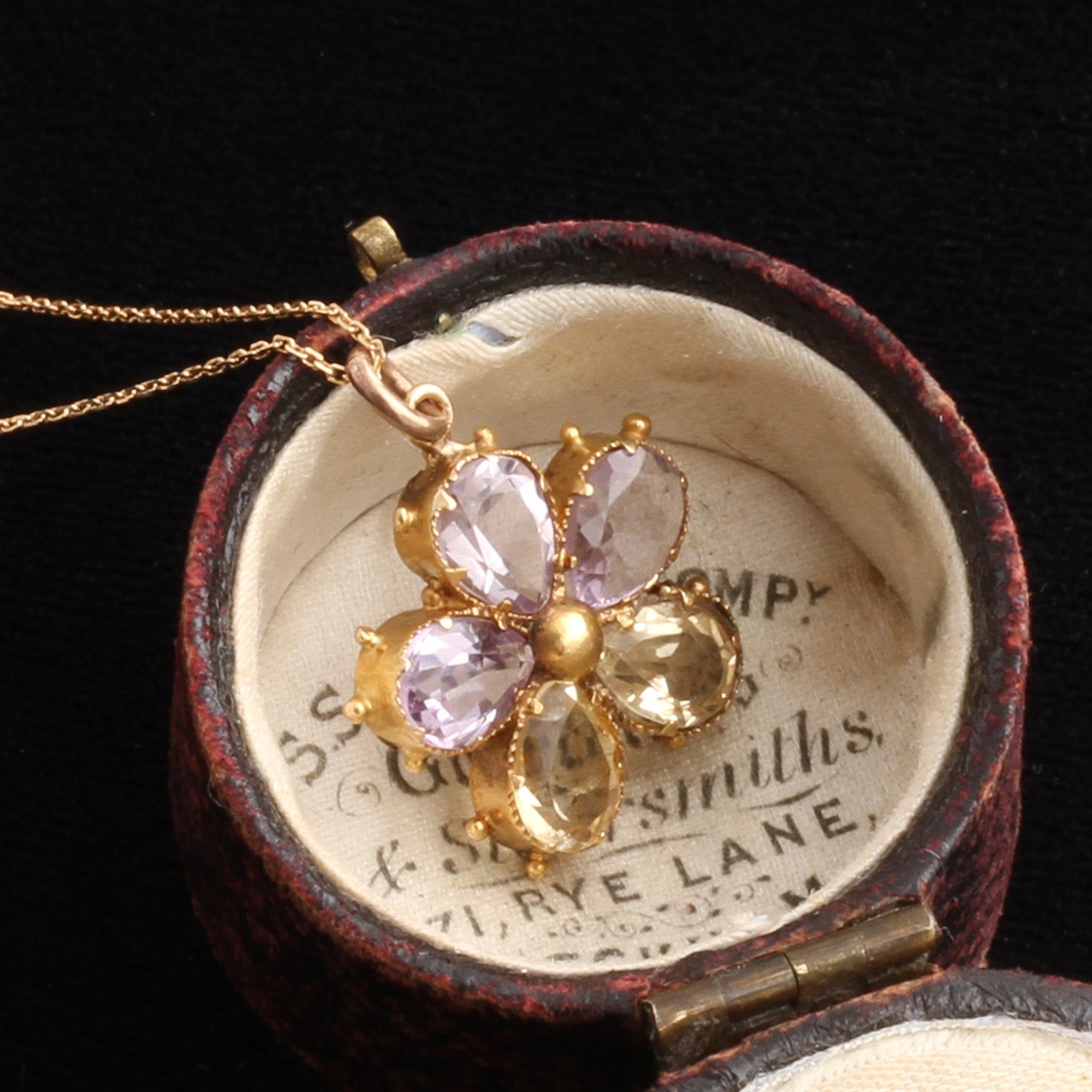 Victorian Amethyst & Citrine Pansy Pendant