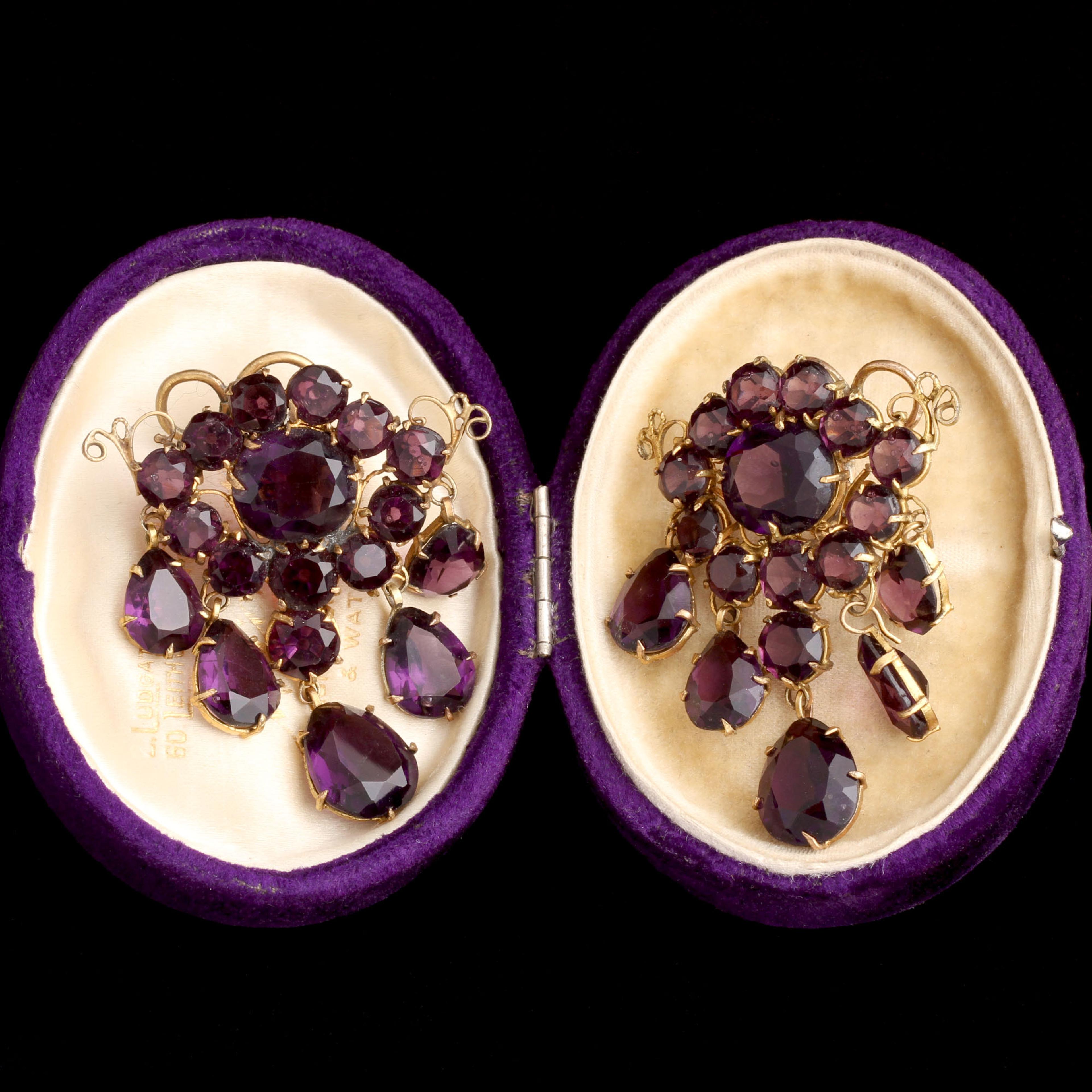 Georgian "Amethyst" Paste Girandole Earrings