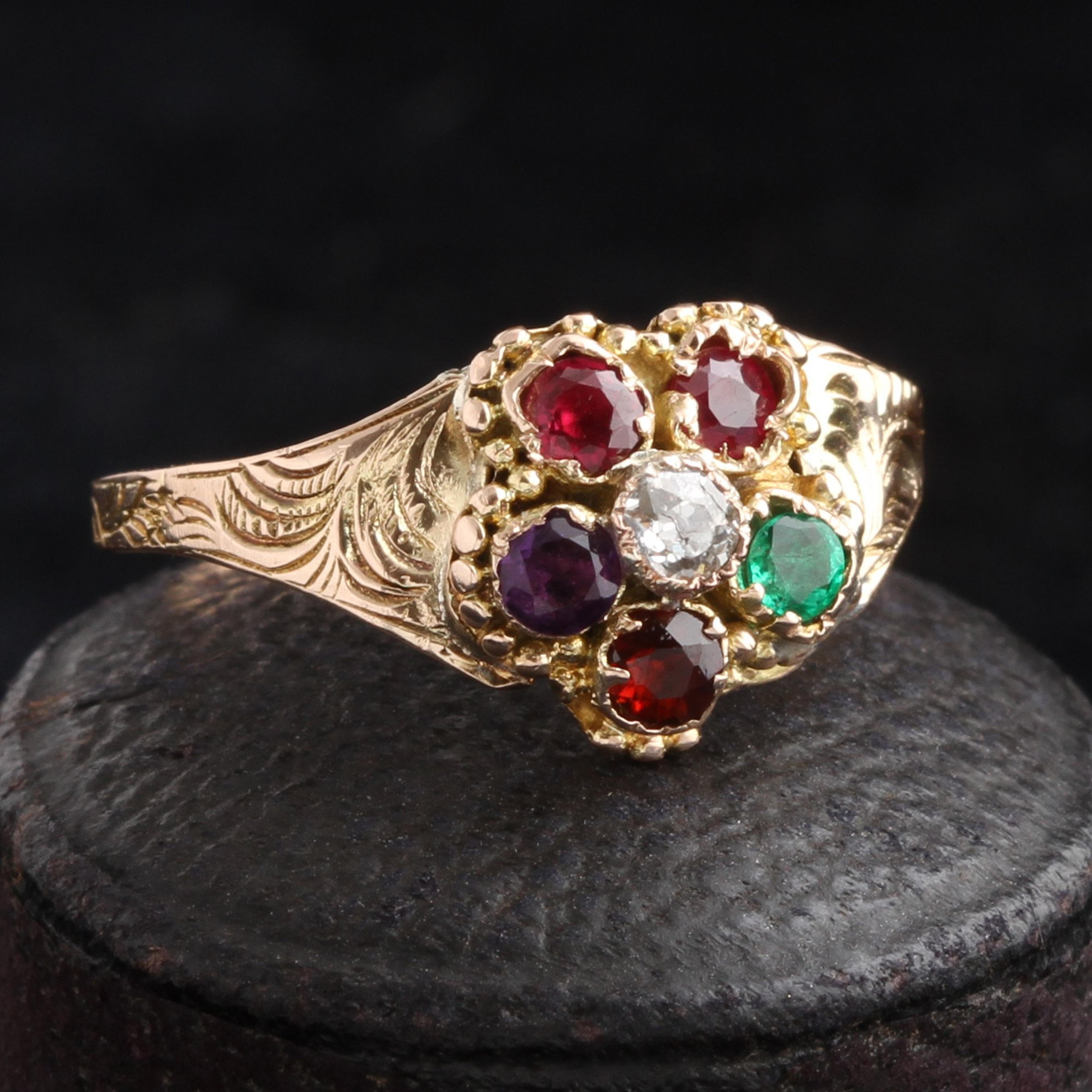 Georgian Pansy "Regard" Acrostic Ring