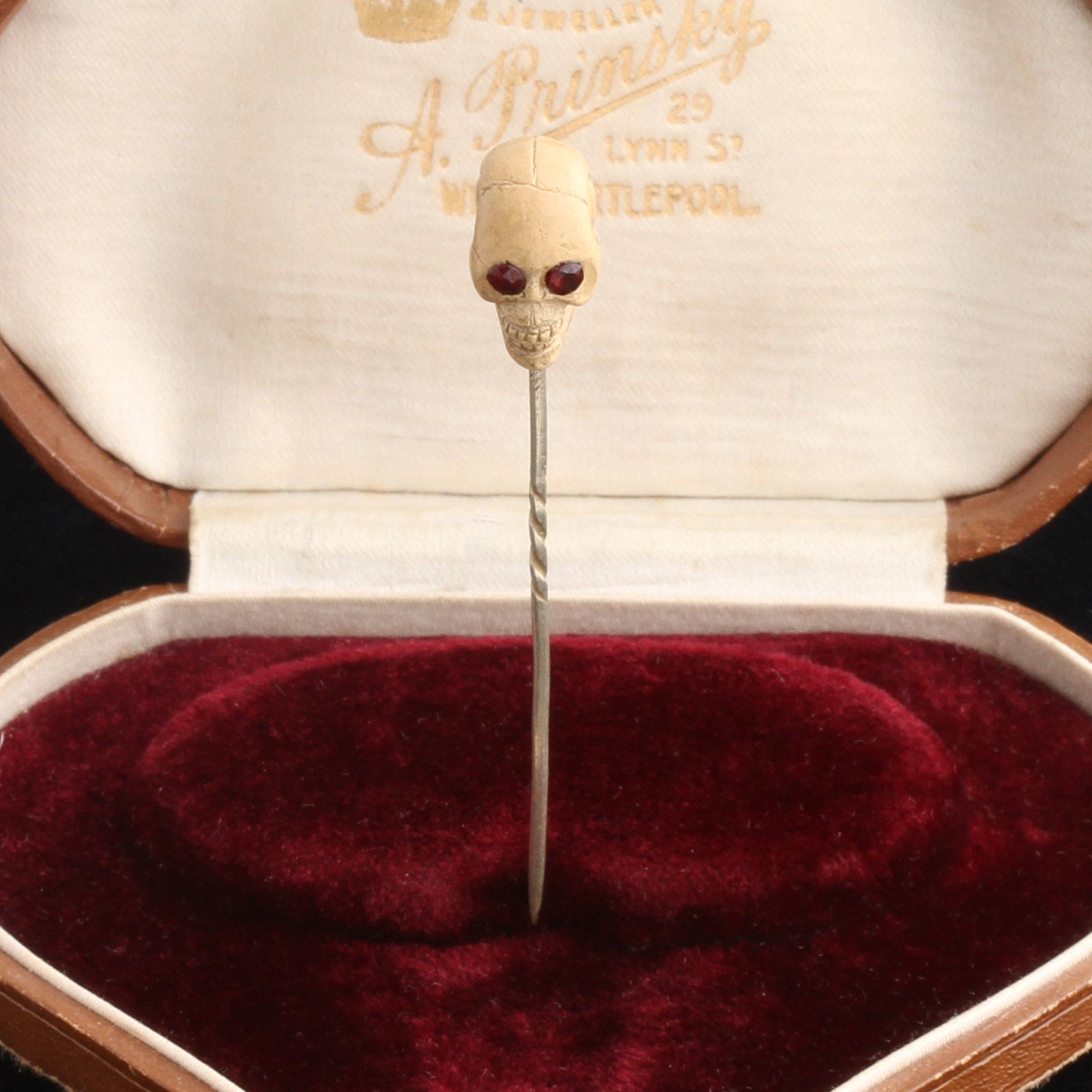 Georgian Carved Lava Skull Stickpin