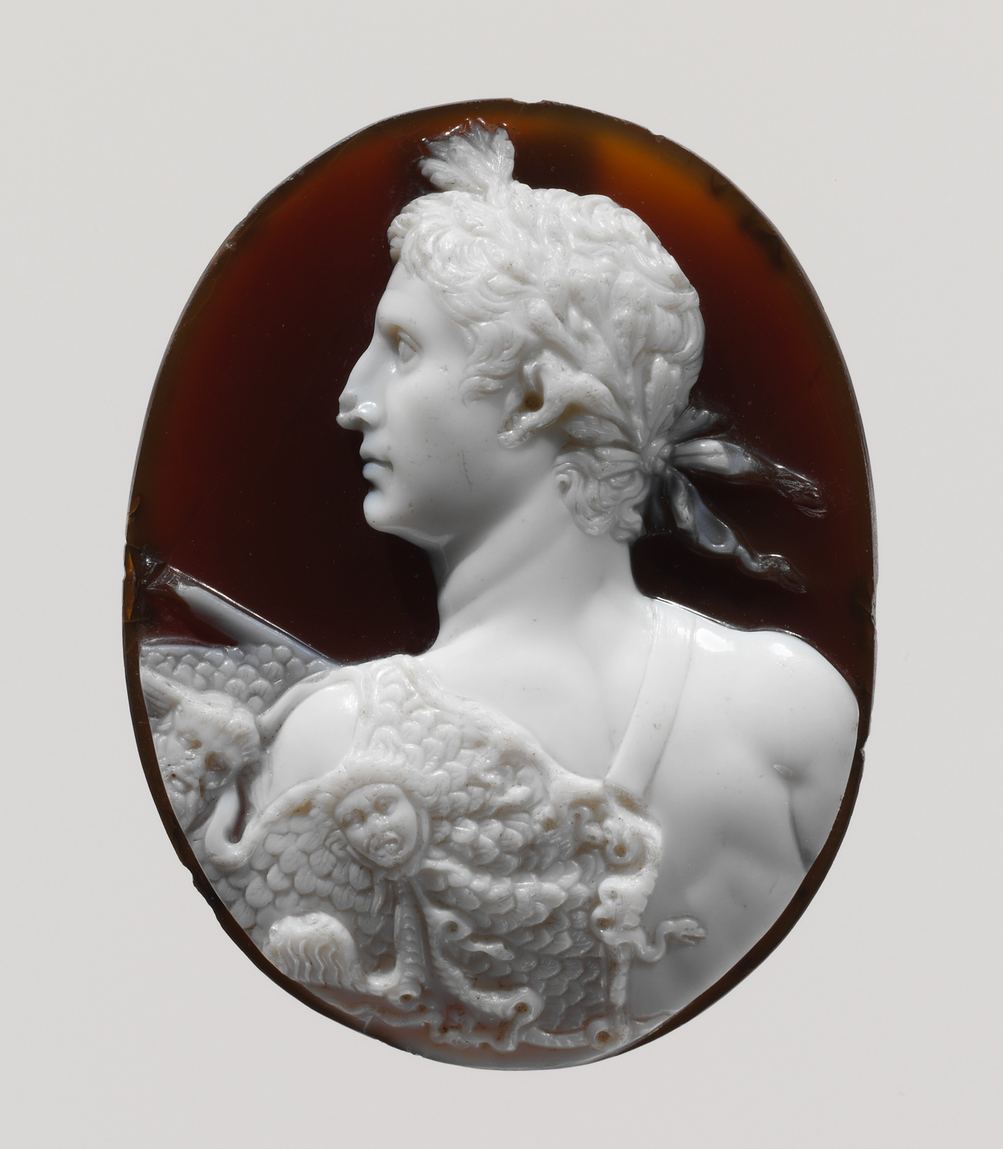 Sardonyx (a type of agate) cameo portrait of the Emperor Augustus, ca A.D. 41-54