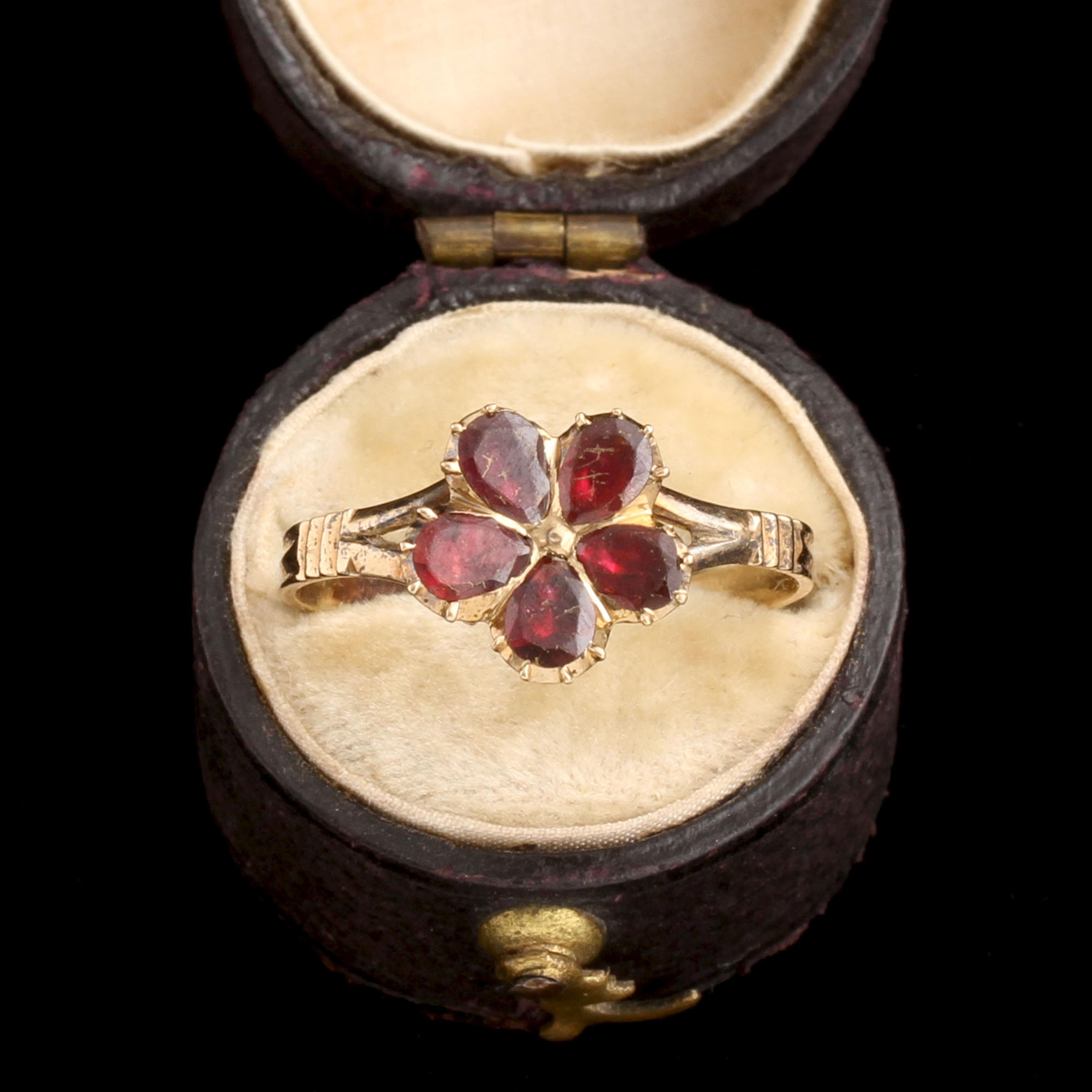 Georgian Garnet Pansy Ring