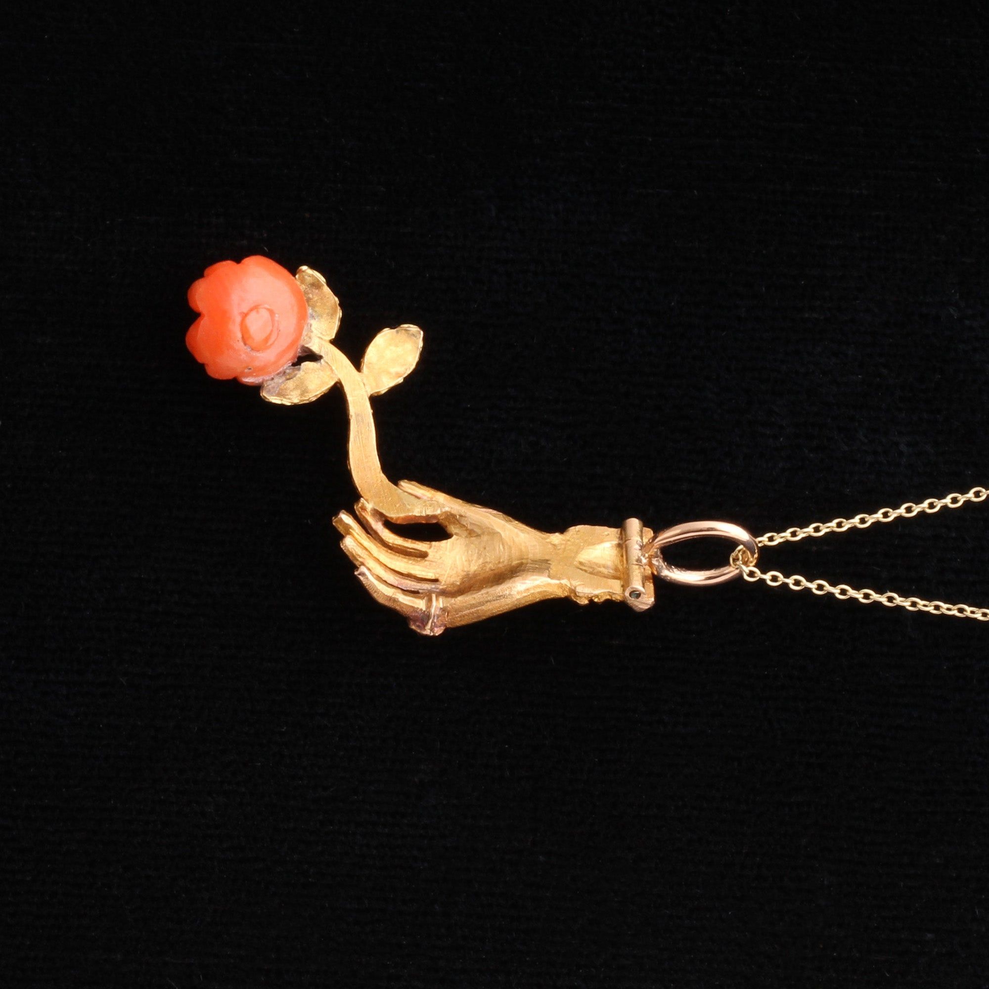 Georgian Hand & Flower Pendant