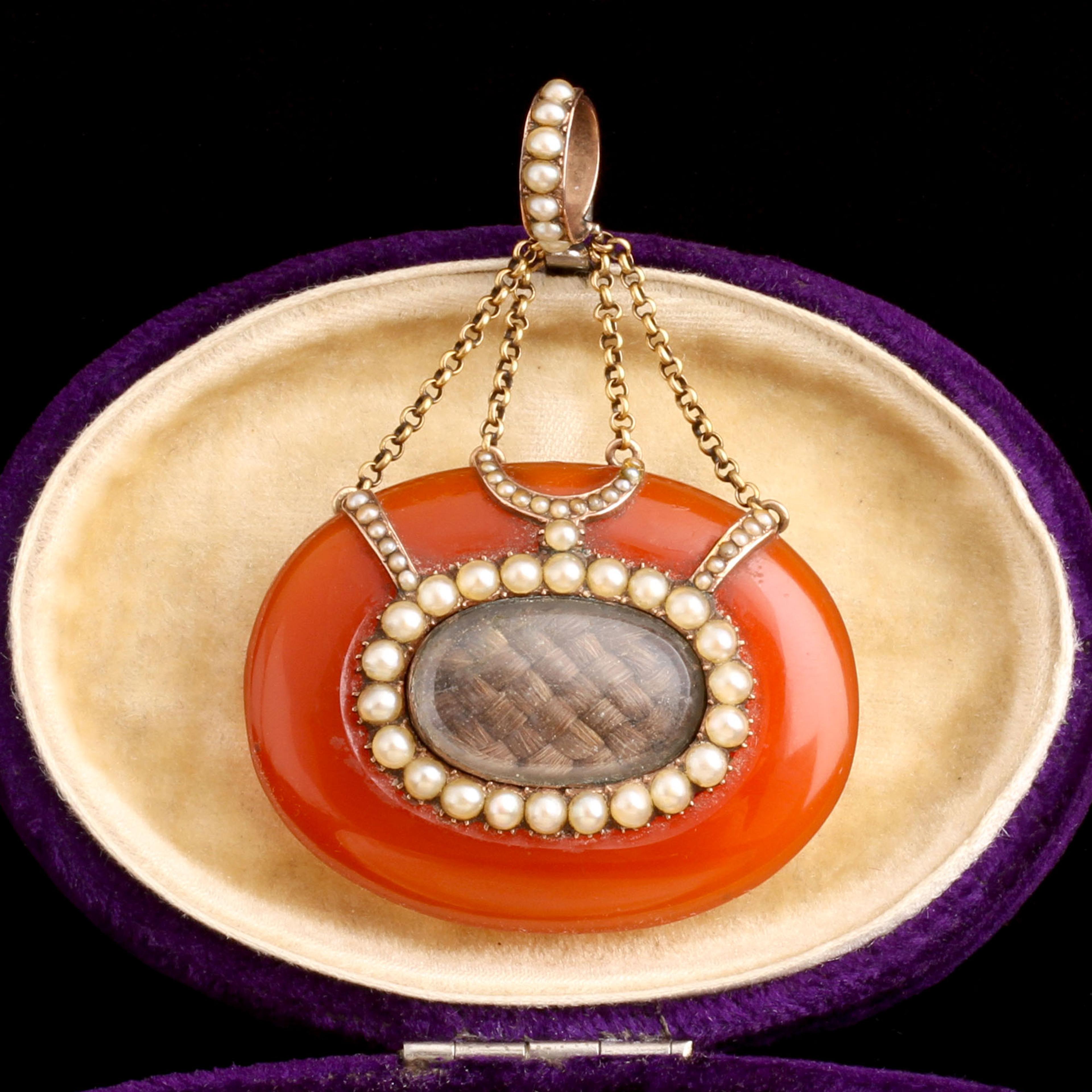 Georgian Carnelian & Pearl Large Scale Locket